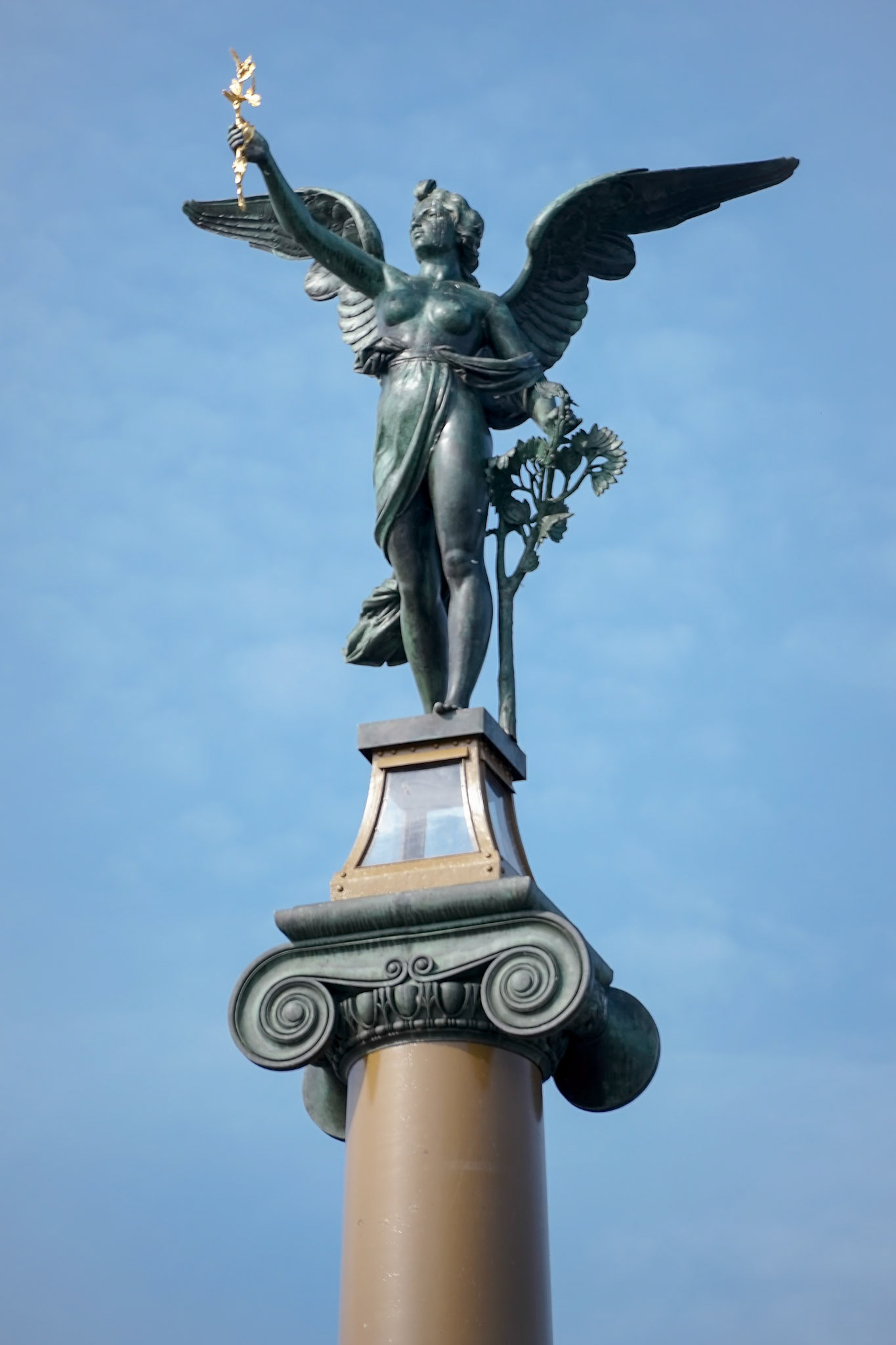 Angel on Top of a Column on the Cechuv Most Bridge in Prague