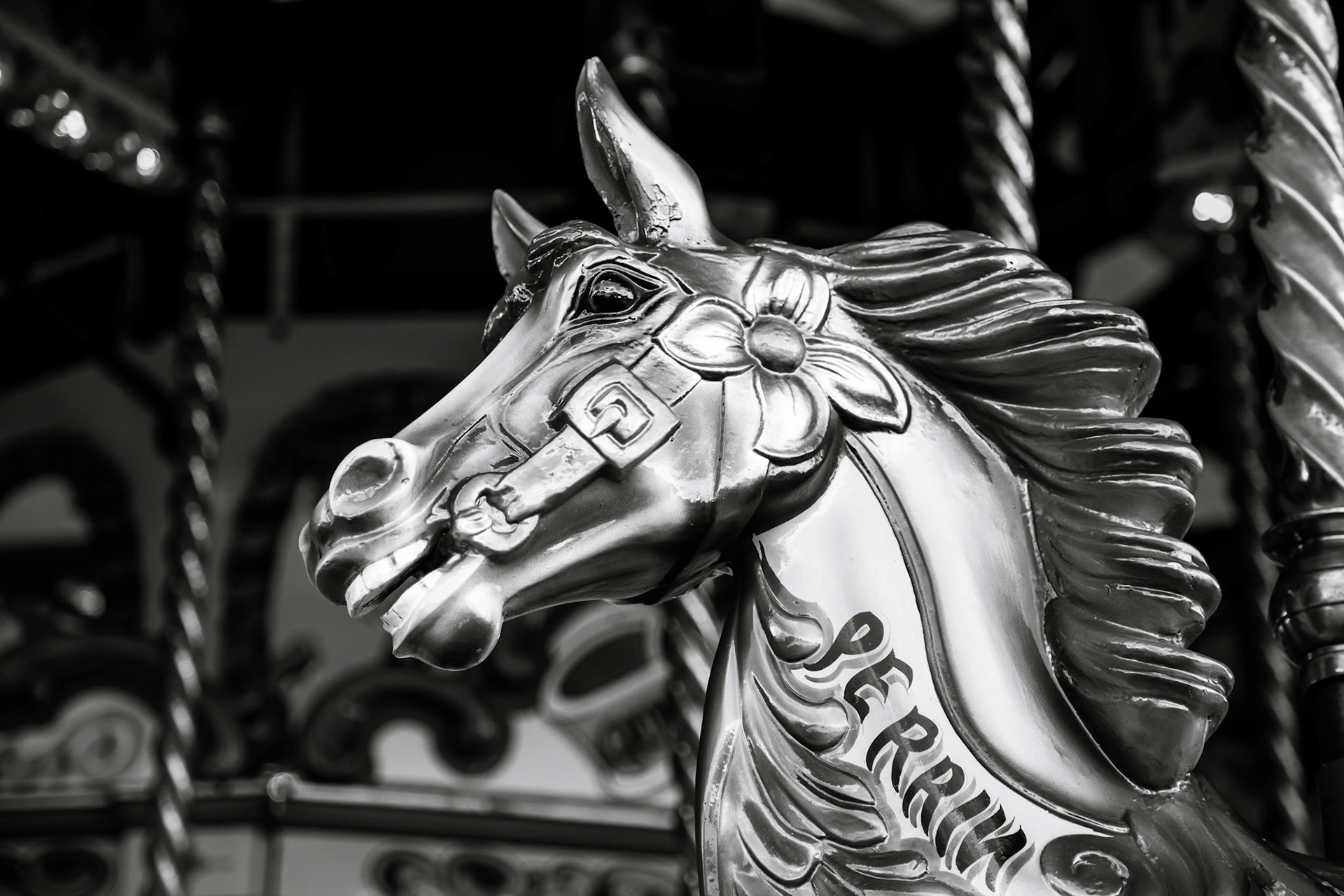 Close-up of an Horse on a Funfair Carousel Ride