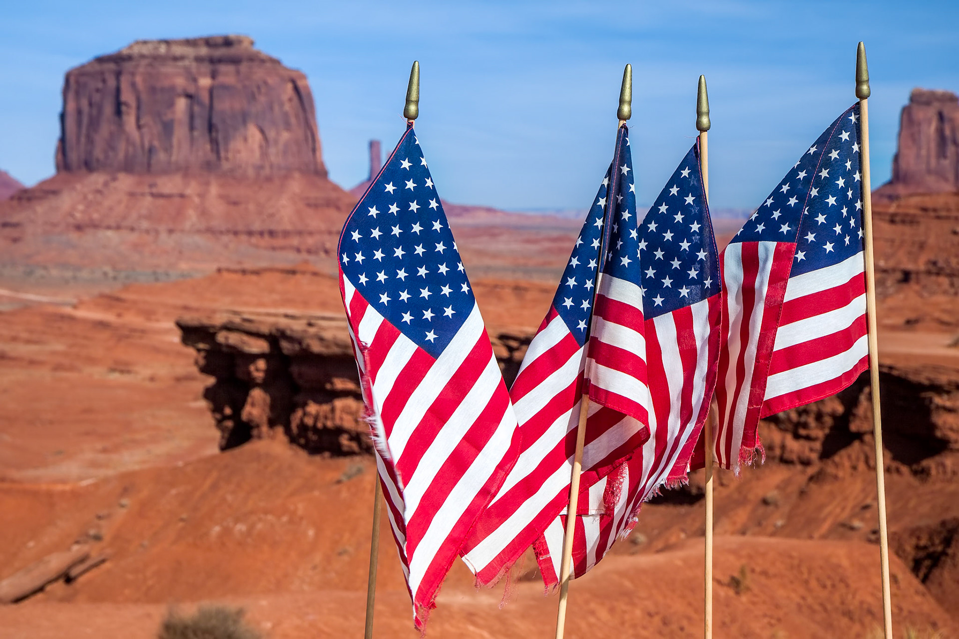 Stars and Stripes in Monument Valley Utah USA