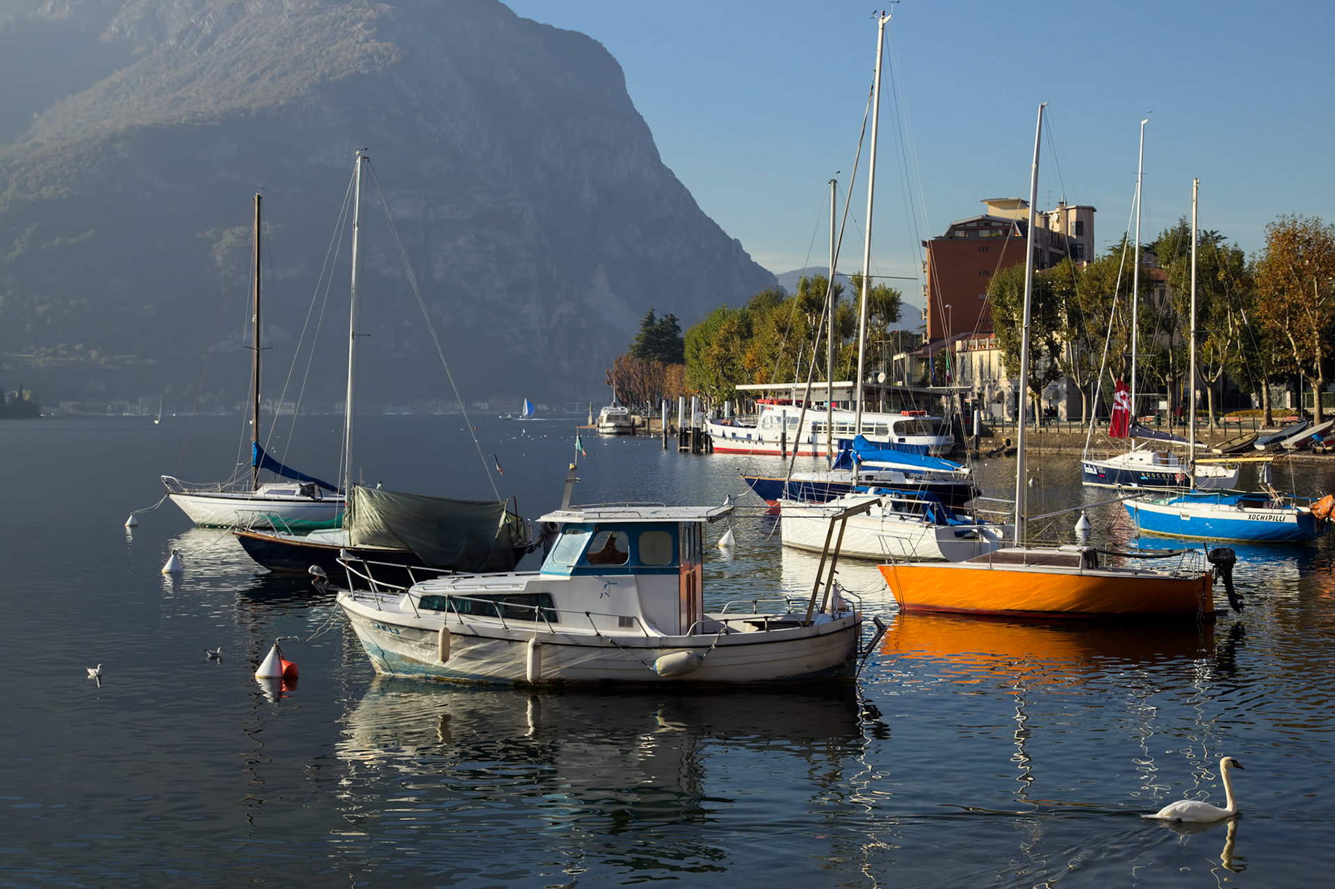 Boats at Lake Como Lecco Italy
