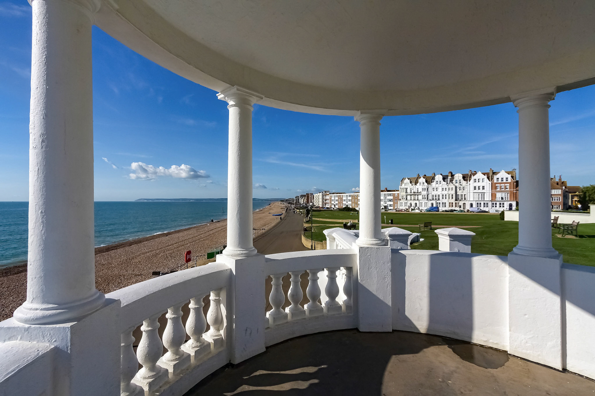 View from a Colonnade in the Grounds of the De la Warr Pavilion