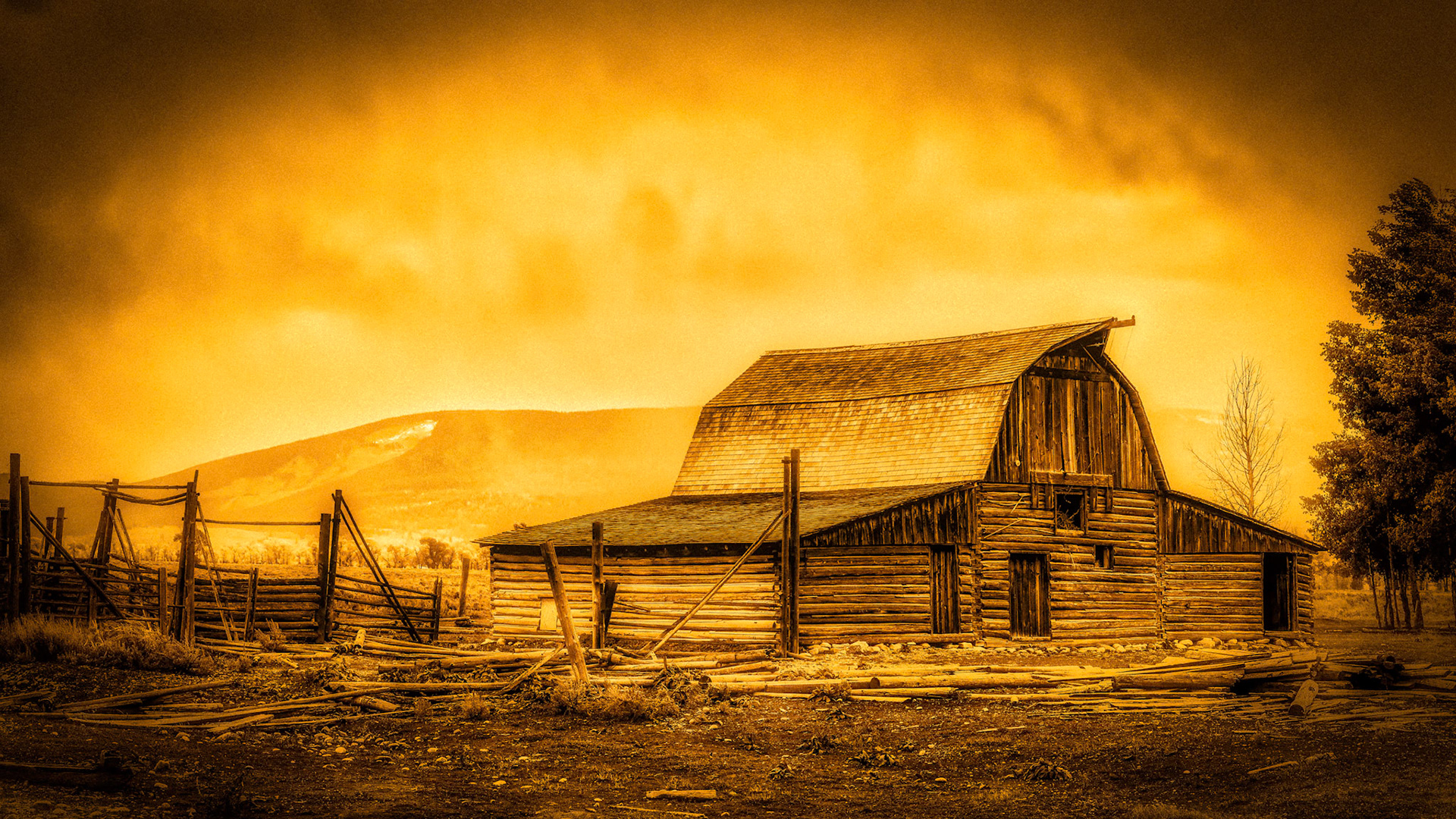 View of Mormon Row near Jackson Wyoming