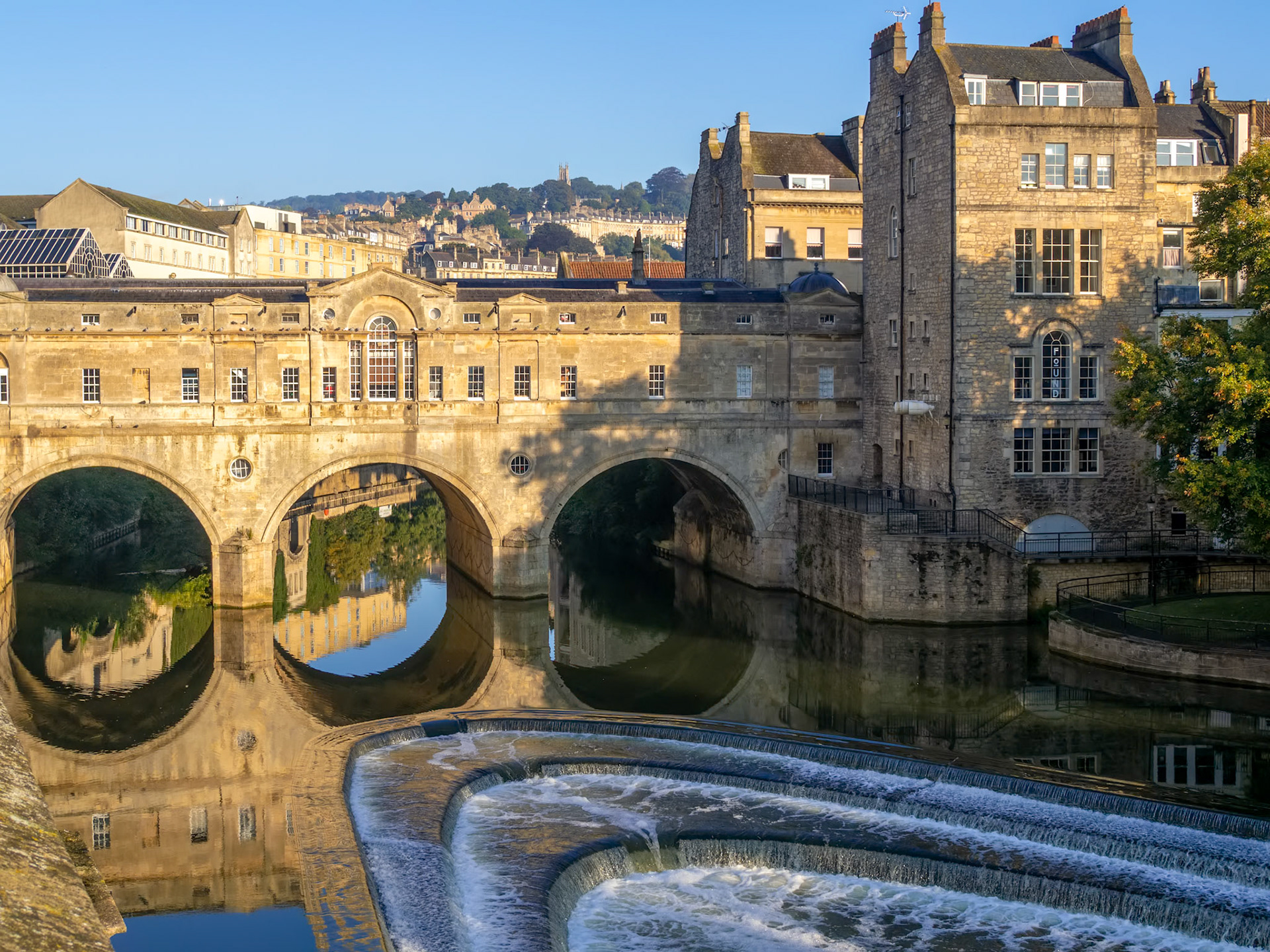 View of Pulteney Bridge and Weir in Bath