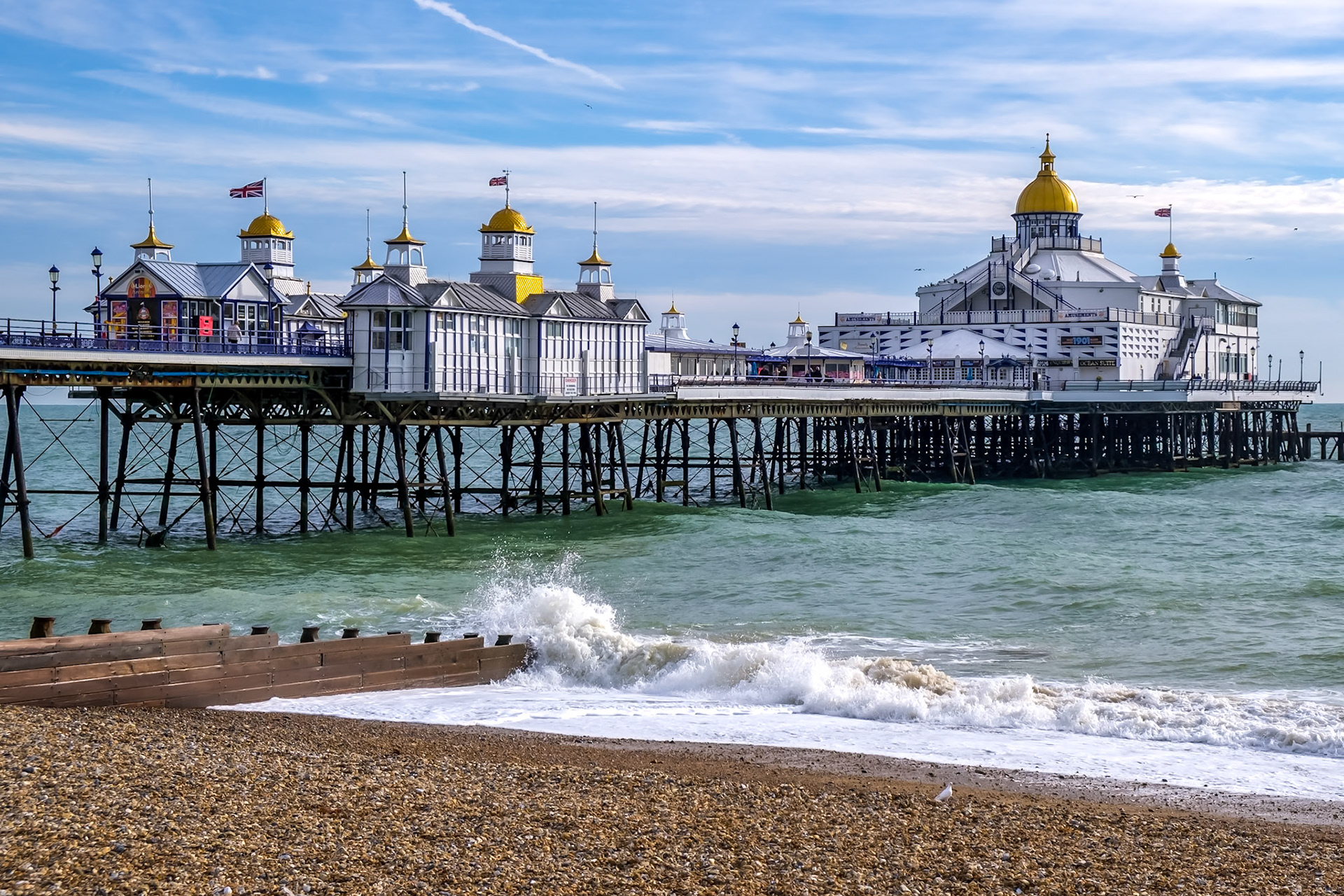 EASTBOURNE, EAST SUSSEX/UK - NOVEMBER 4 : View of Eastbourne Pier in East Sussex on November 4, 2018. Unidentified people