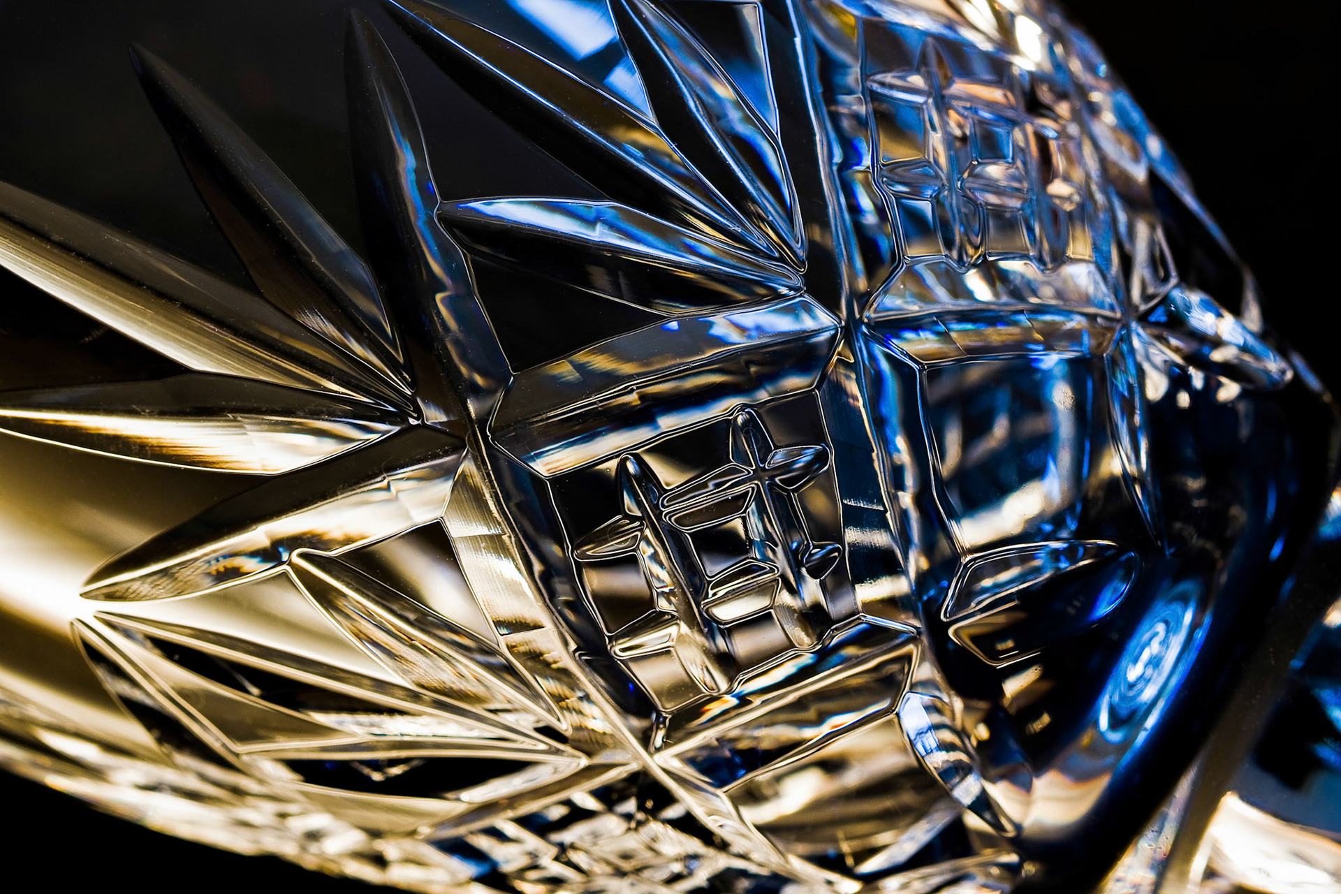 Close-Up Shot of a Cut Glass Wine Goblet