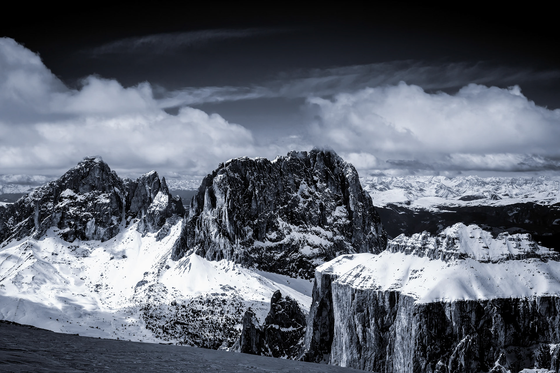 View from Sass Pordoi in the Upper Part of Val di Fassa