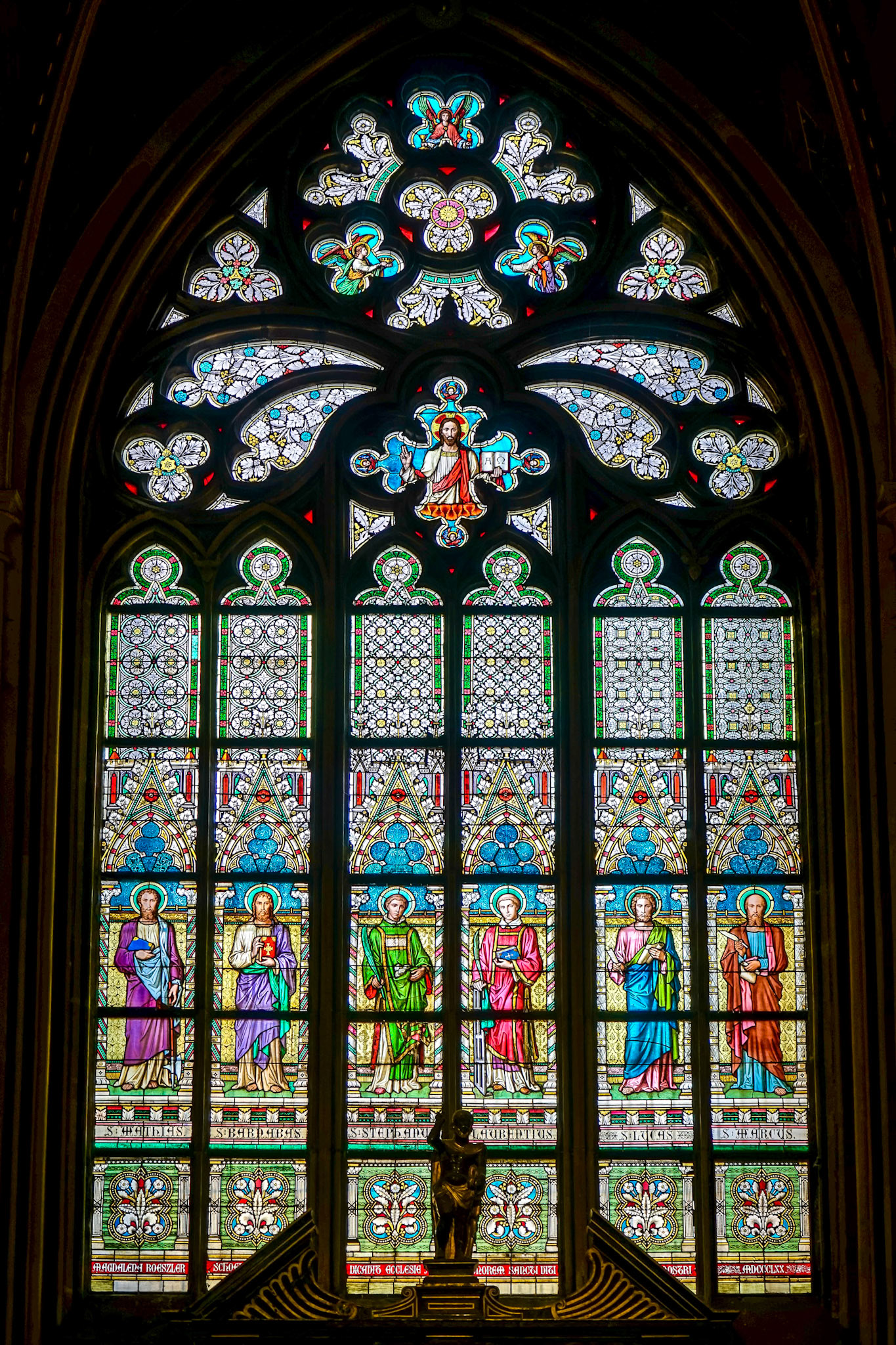 Stained Glass Window in St Vitus Cathedral in Prague
