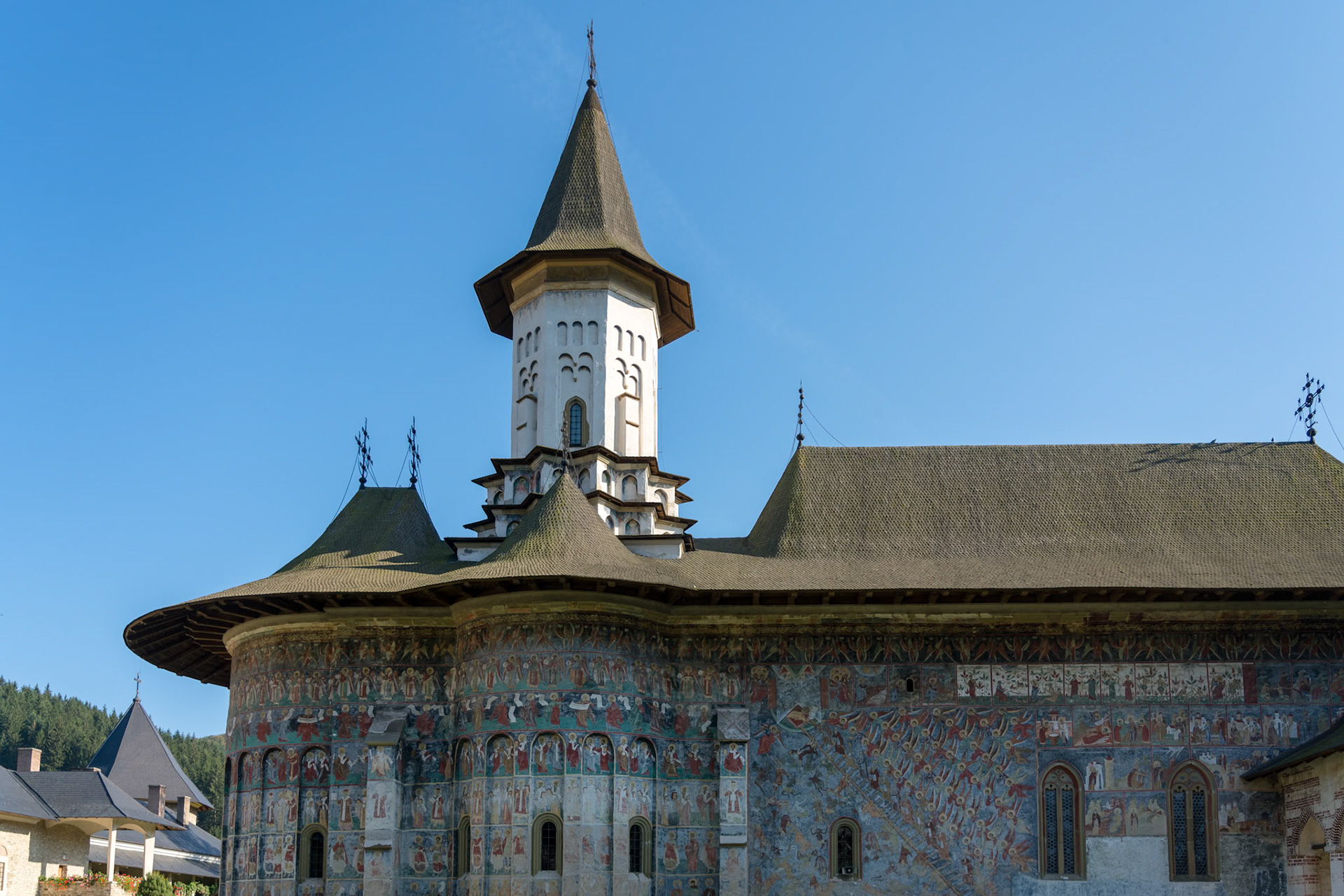 SUCEVITA, MOLDOVIA/ROMANIA - SEPTEMBER 18 : Exterior view of the Monastery in Sucevita in Moldovia Romania on September 18, 2018