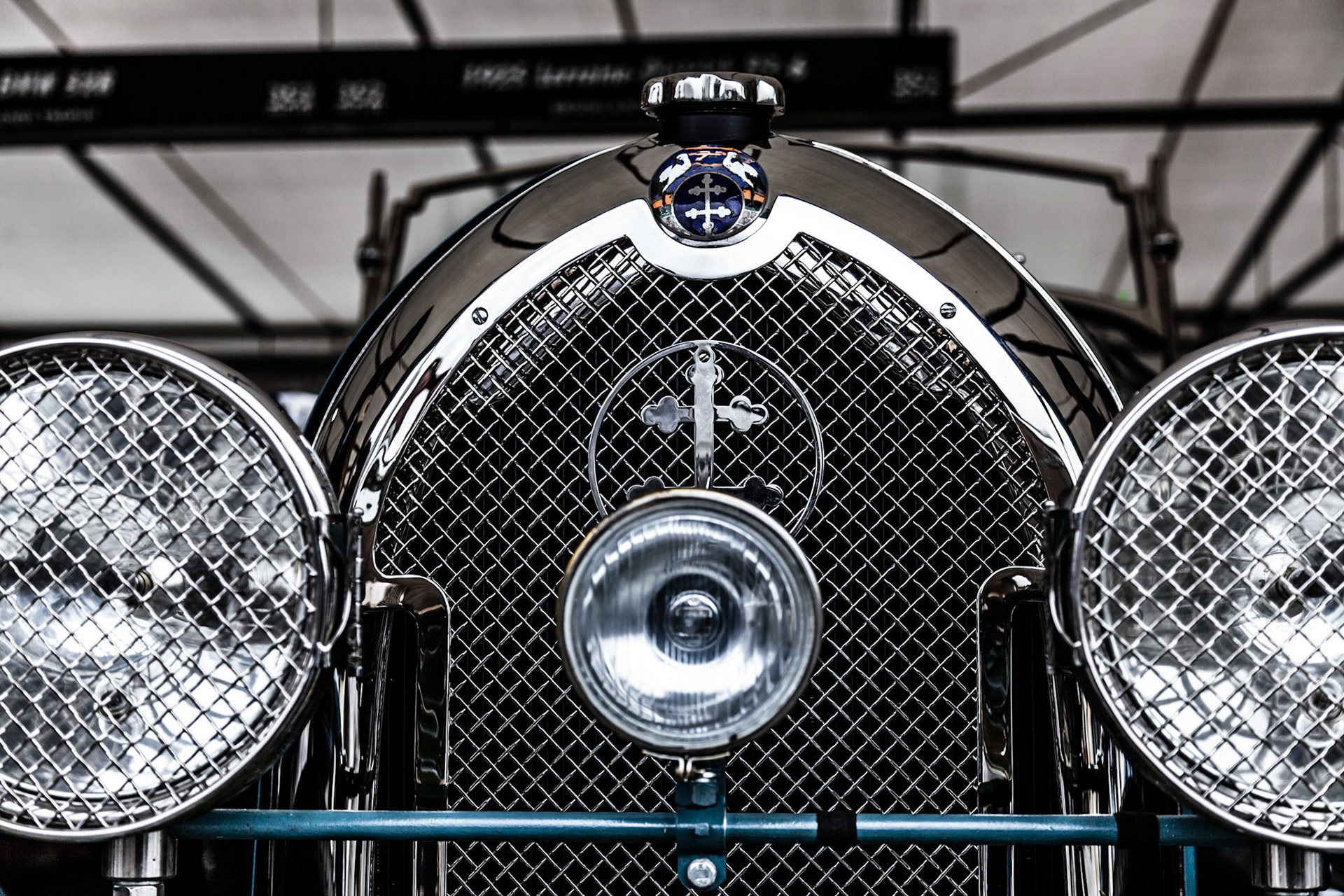Badge Grille and Radiator Cap on Vintage Car at Goodwood Revival