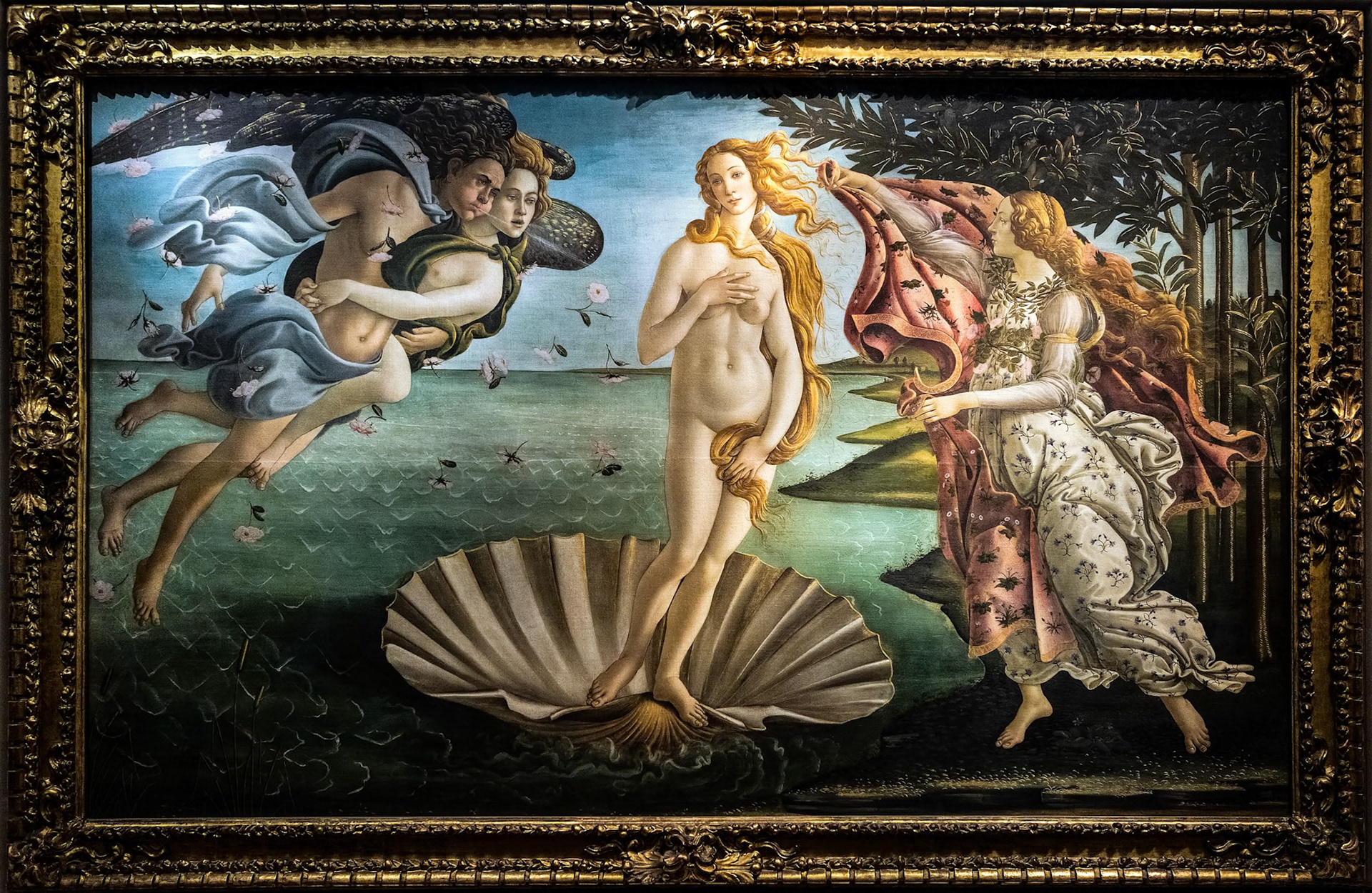 FLORENCE, TUSCANY/ITALY - OCTOBER 19 : The birth of Venus painting in the Uffizi gallery in Florence on October 19, 2019