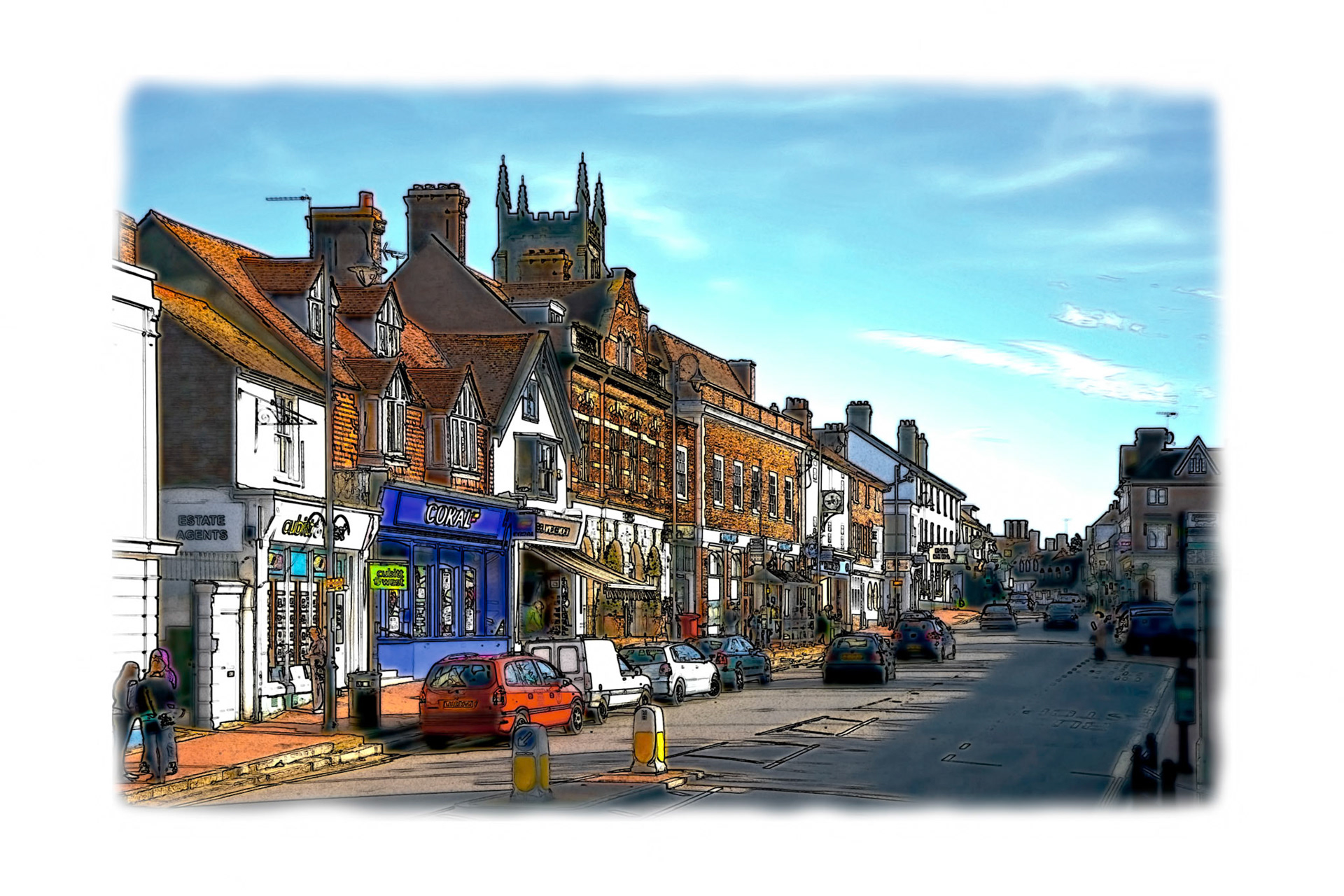 View of High Street Shops in East Grinstead