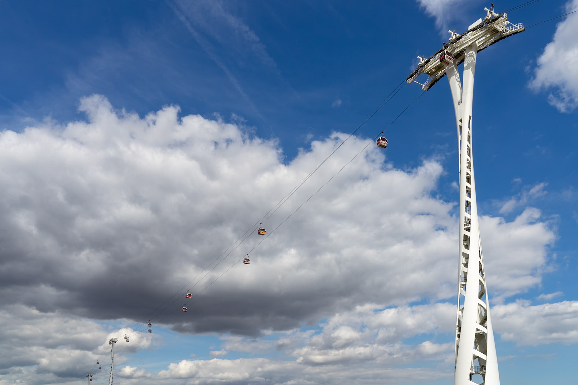View of the London Cable Car over the River Thames