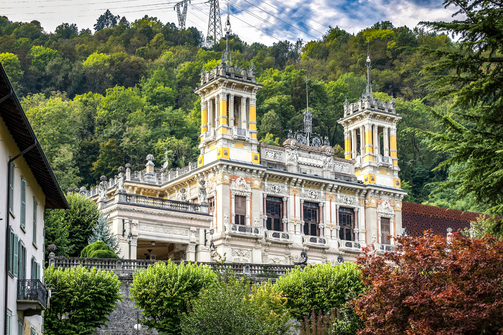 SAN PELLEGRINO, LOMBARDY/ITALY - OCTOBER 5 : View of the Casino in San Pellegrino Lombardy Italy on October 5, 2019
