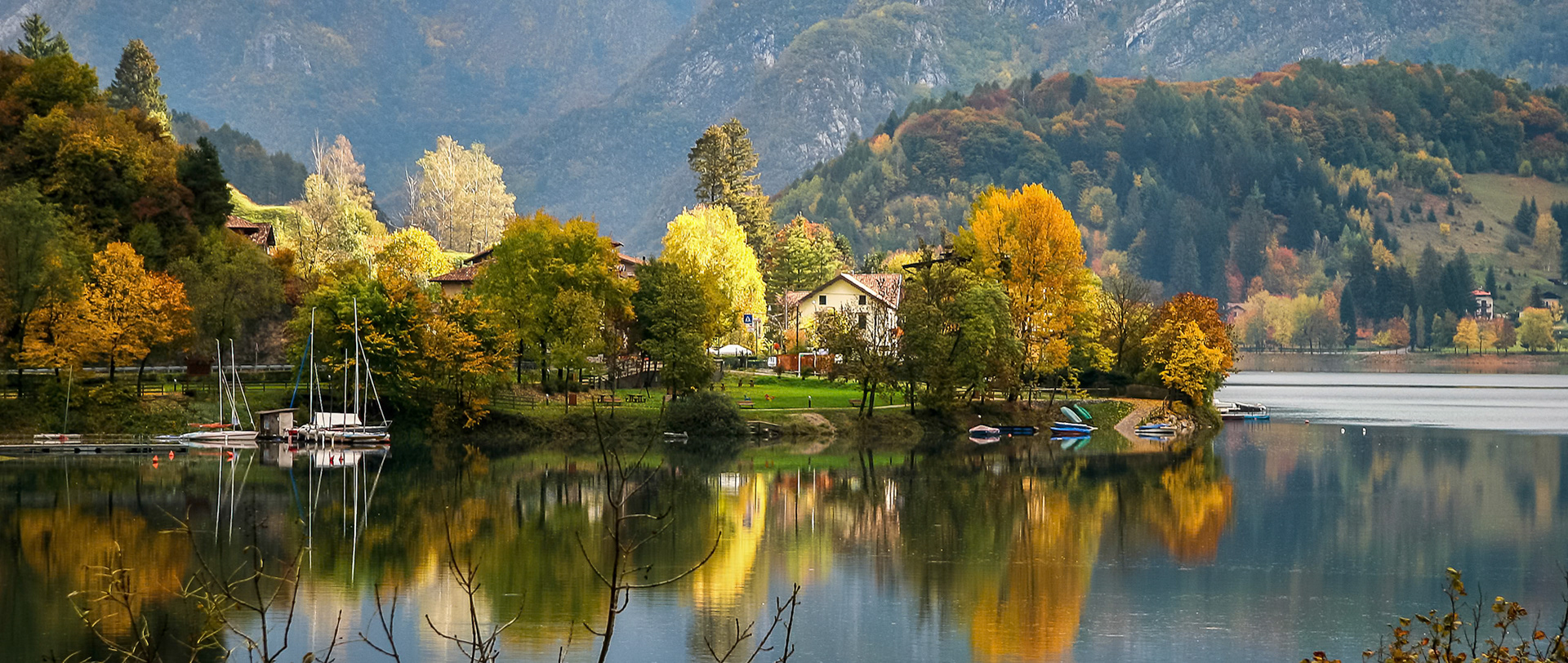 Scenic Autumn View over Lago d'Idro Italy