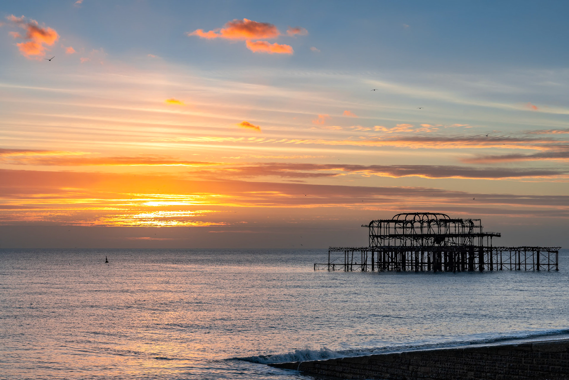 BRIGHTON, EAST SUSSEX/UK - JANUARY 8 : View of the West Pier in Brighton East Sussex on January 8, 2019