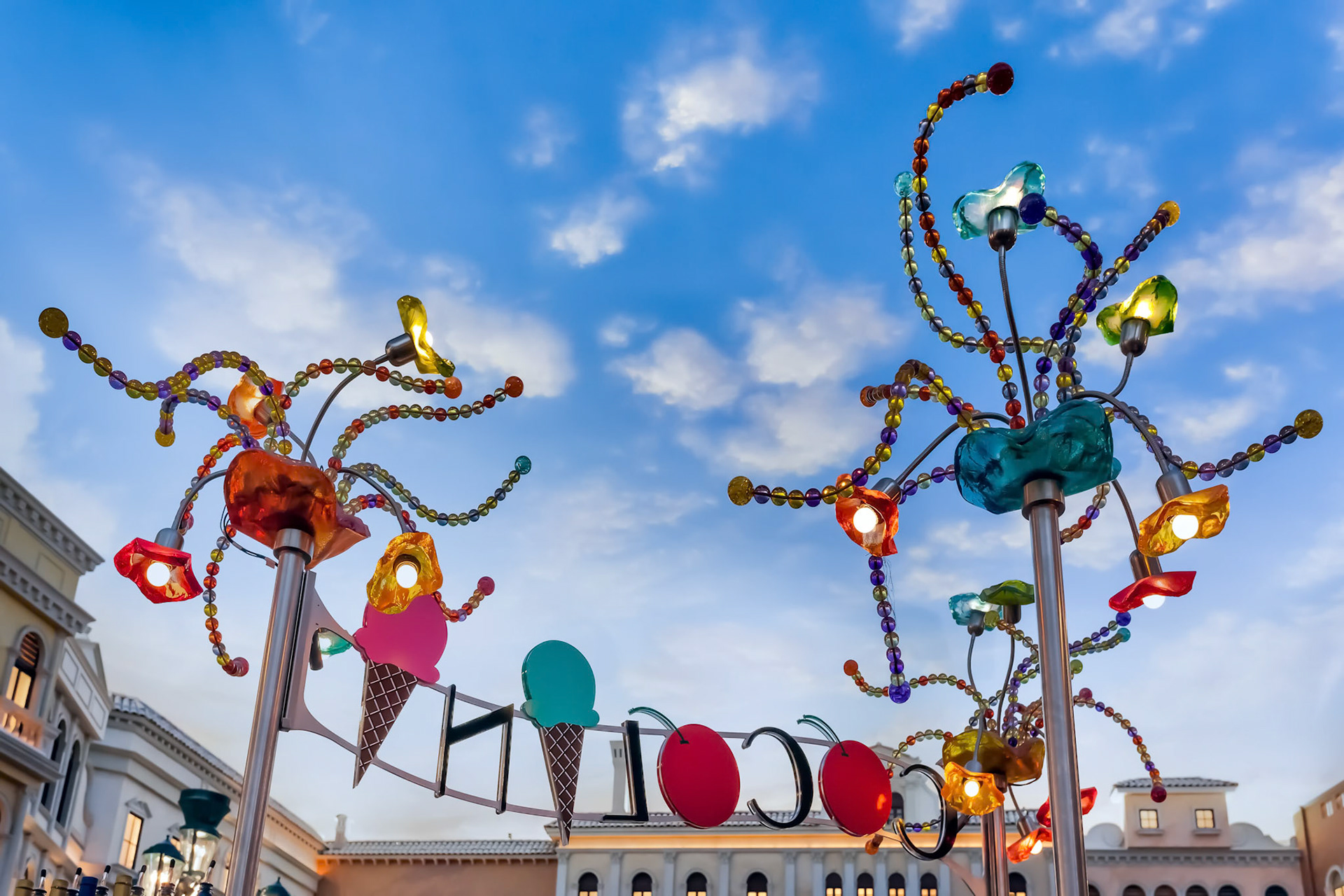 Arty Lights in St Mark's Square Venetian Hotel Las Vegas