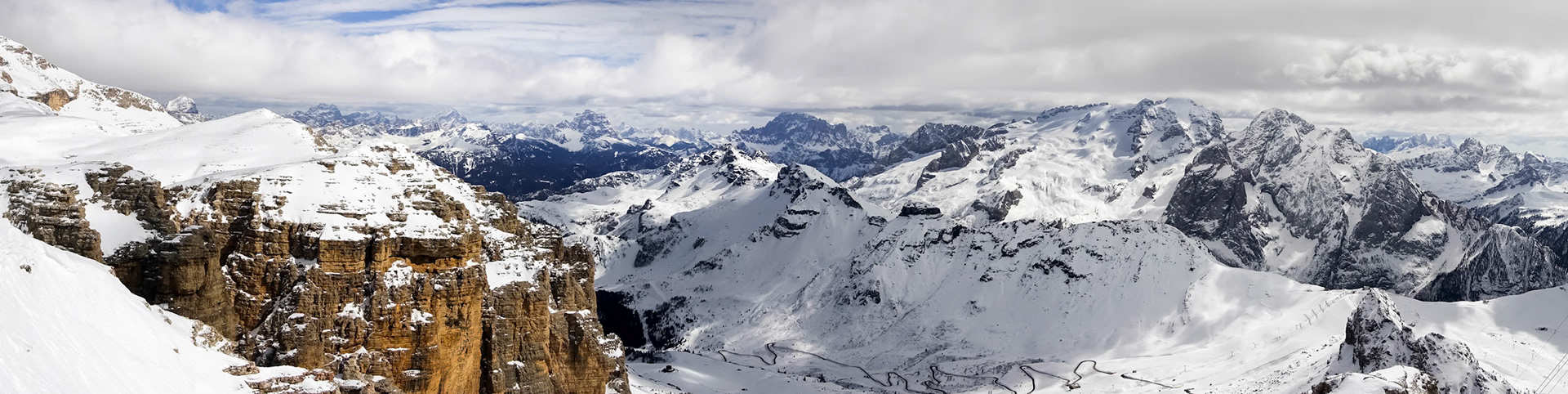 View from Sass Pordoi in the Upper Part of Val di Fassa