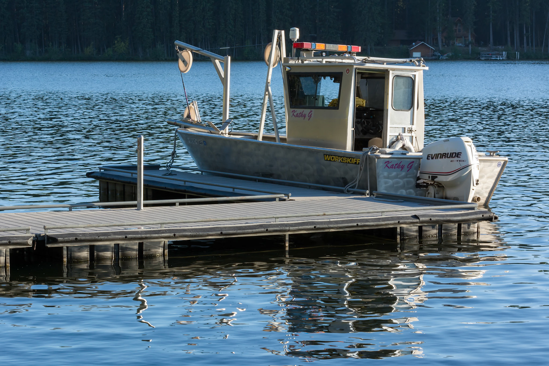PLACID LAKE, MONTANA/USA - SEPTEMBER 20 : Boat on Placid Lake in Montana on September 20, 2013
