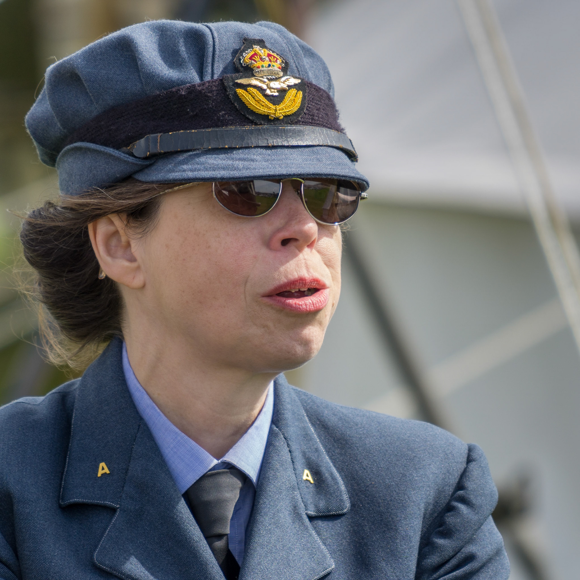 SHOREHAM-BY-SEA, WEST SUSSEX/UK - AUGUST 30 : Woman dressed in WRAF uniform at the airshow in Shoreham-by-Sea, West Sussex on August 30, 2014. One unidentified woman