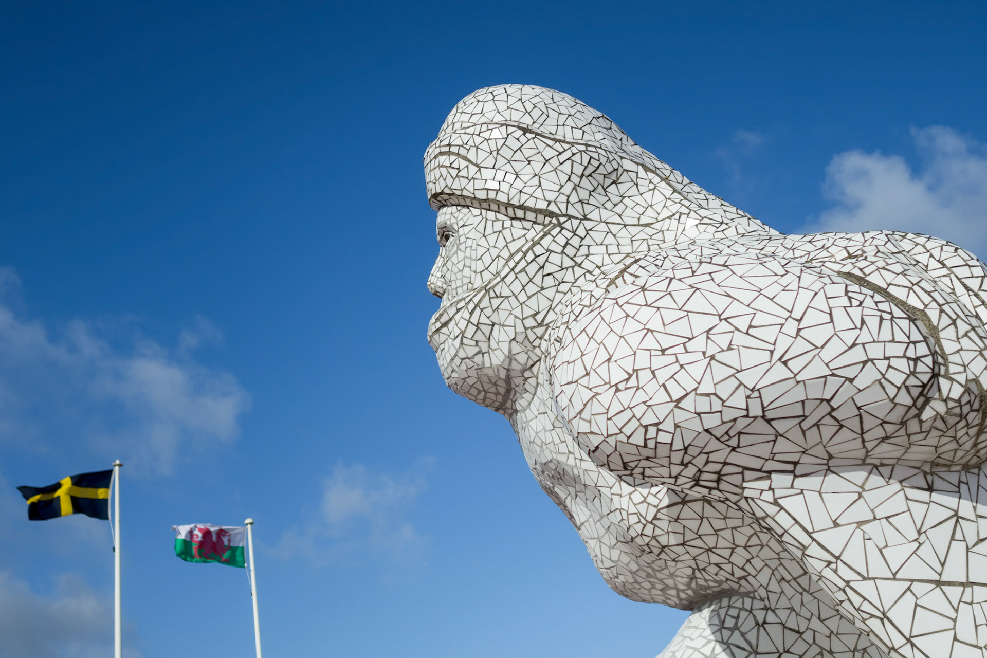 View of the Scott Antarctic Memorial Cardiff Bay