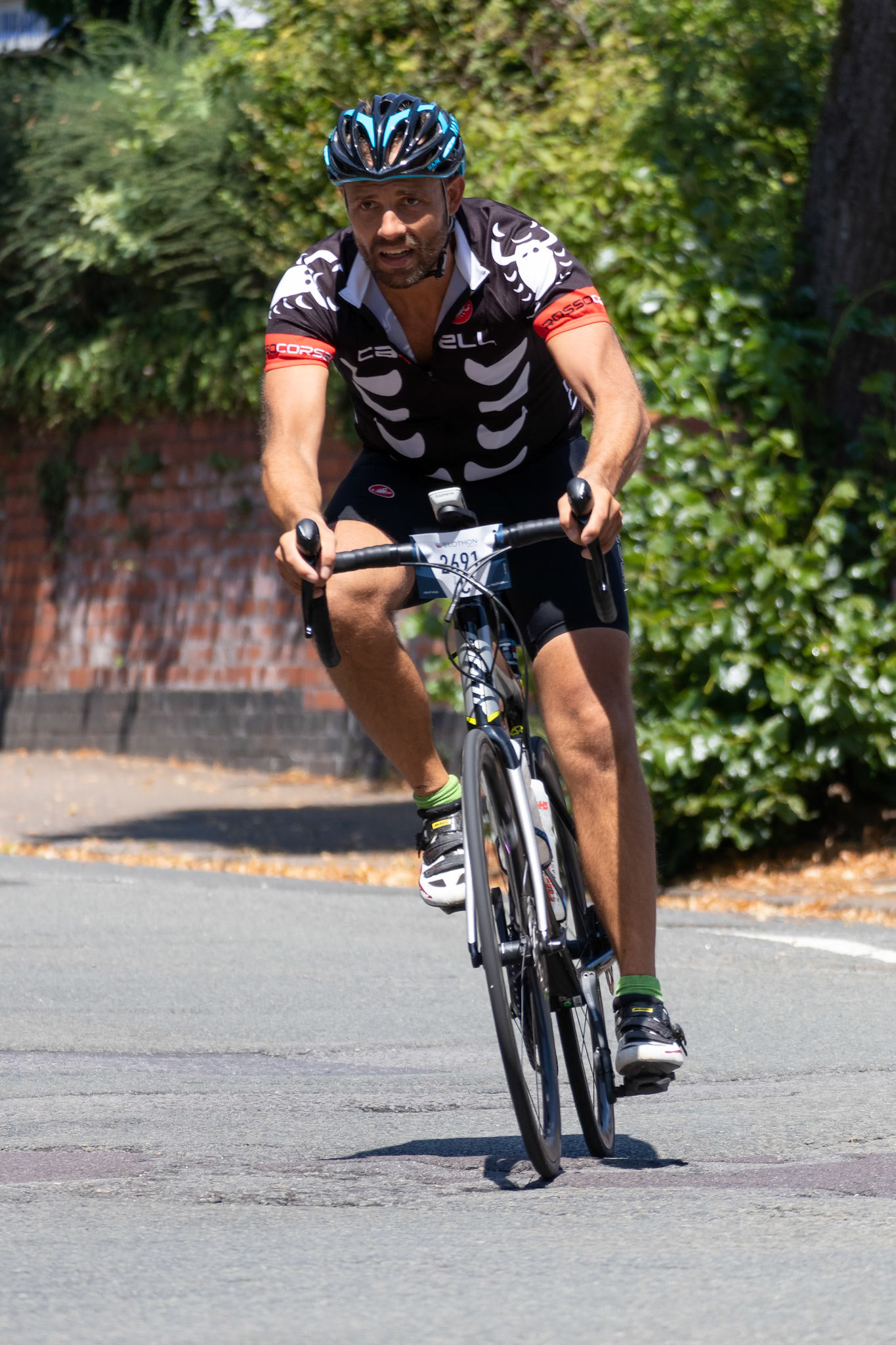 CARDIFF, WALES/UK - JULY 8 : Cyclist participating in the Velothon Cycling Event in Cardiff Wales on July 8, 2018. One unidentified person