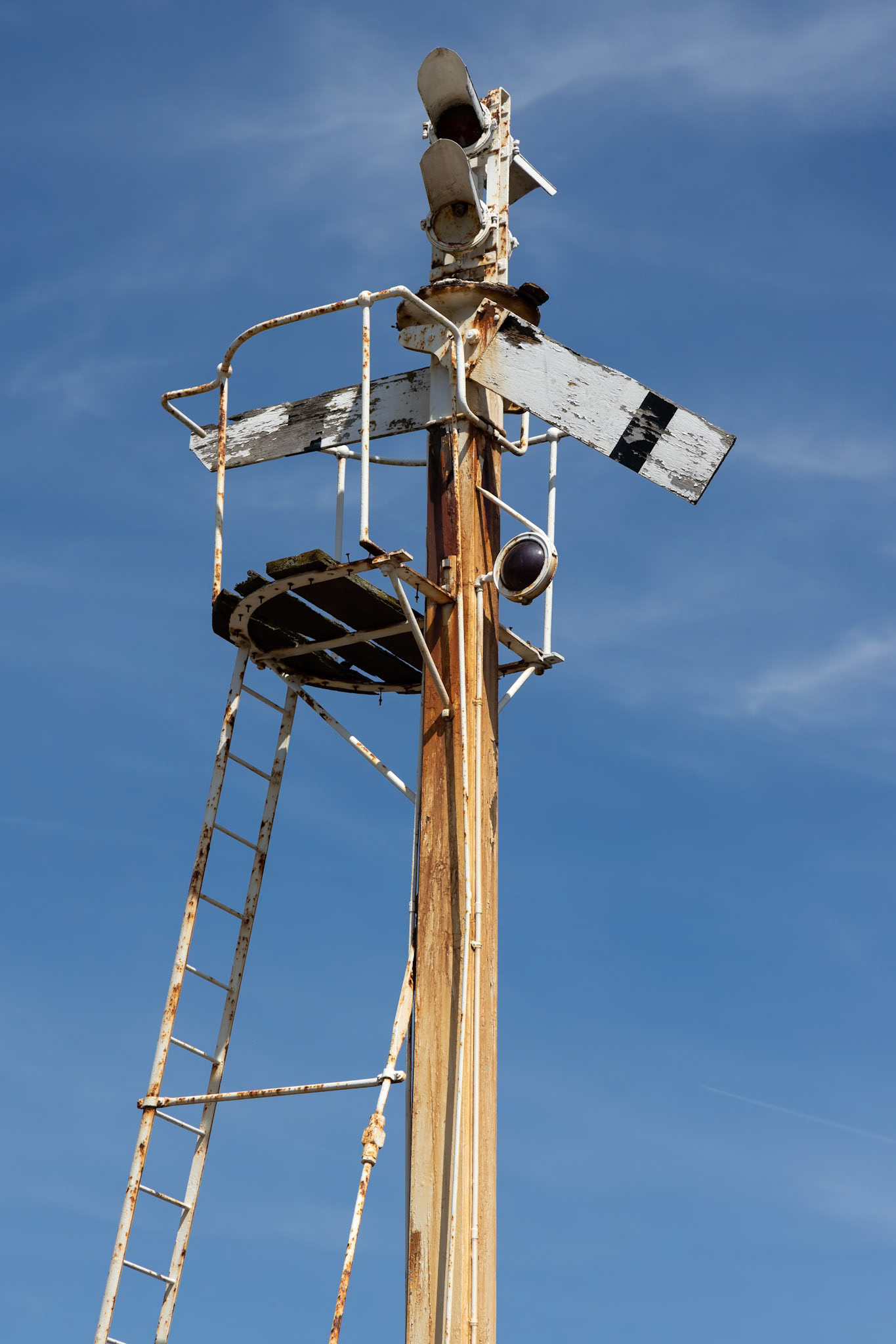 BRISTOL, UK - MAY 14 : Derelict railway signal in the dockyard area of Bristol on May 14, 2019
