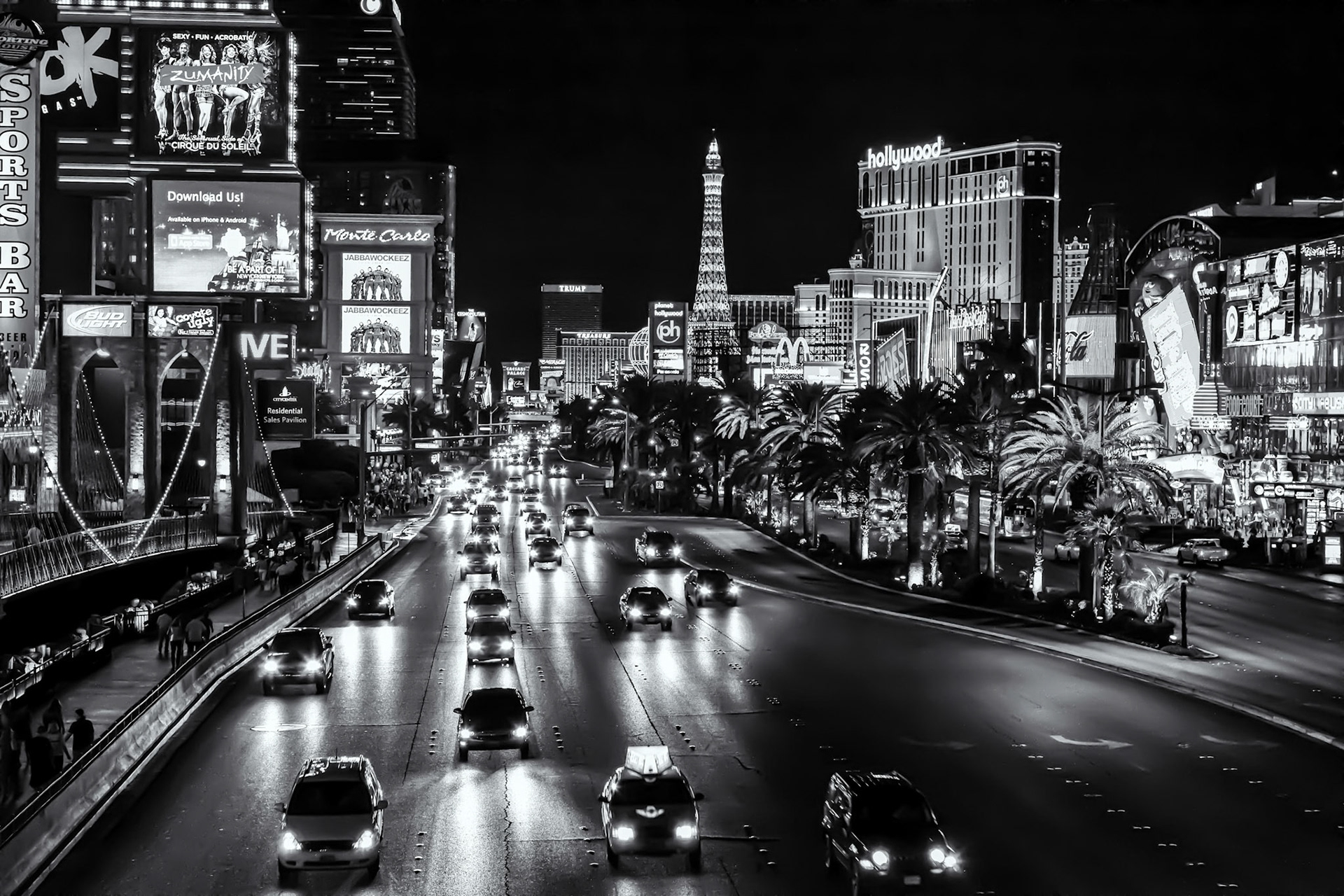 Night Scene along the Strip in Las Vegas