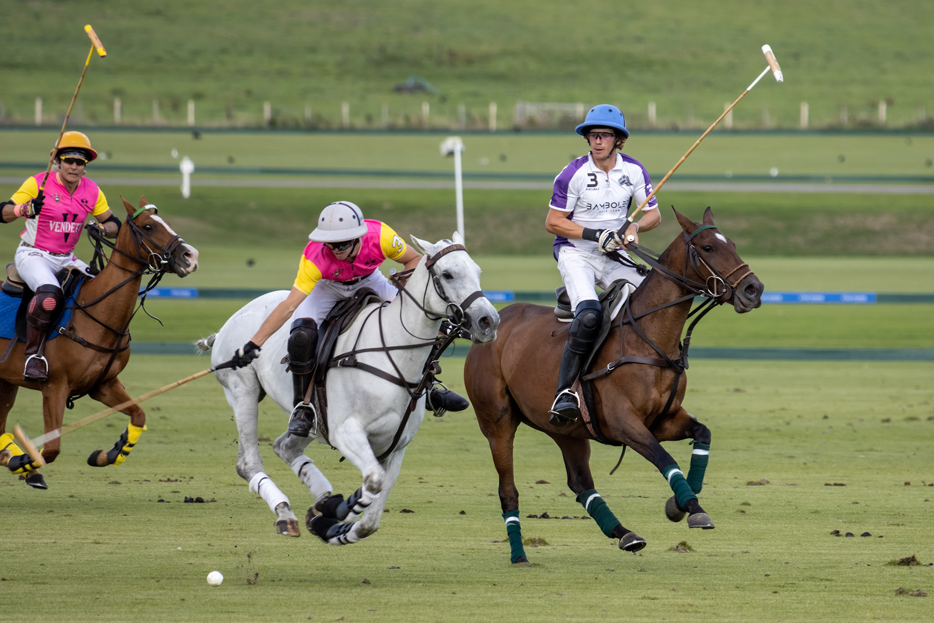 MIDHURST, WEST SUSSEX/UK - SEPTEMBER 1 : Playing polo in Midhurst, West Sussex on September 1, 2020. Three unidentified people