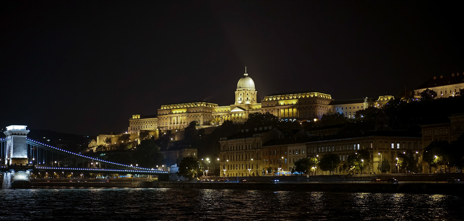 Buda Castle Illuminated at Night in Budapest