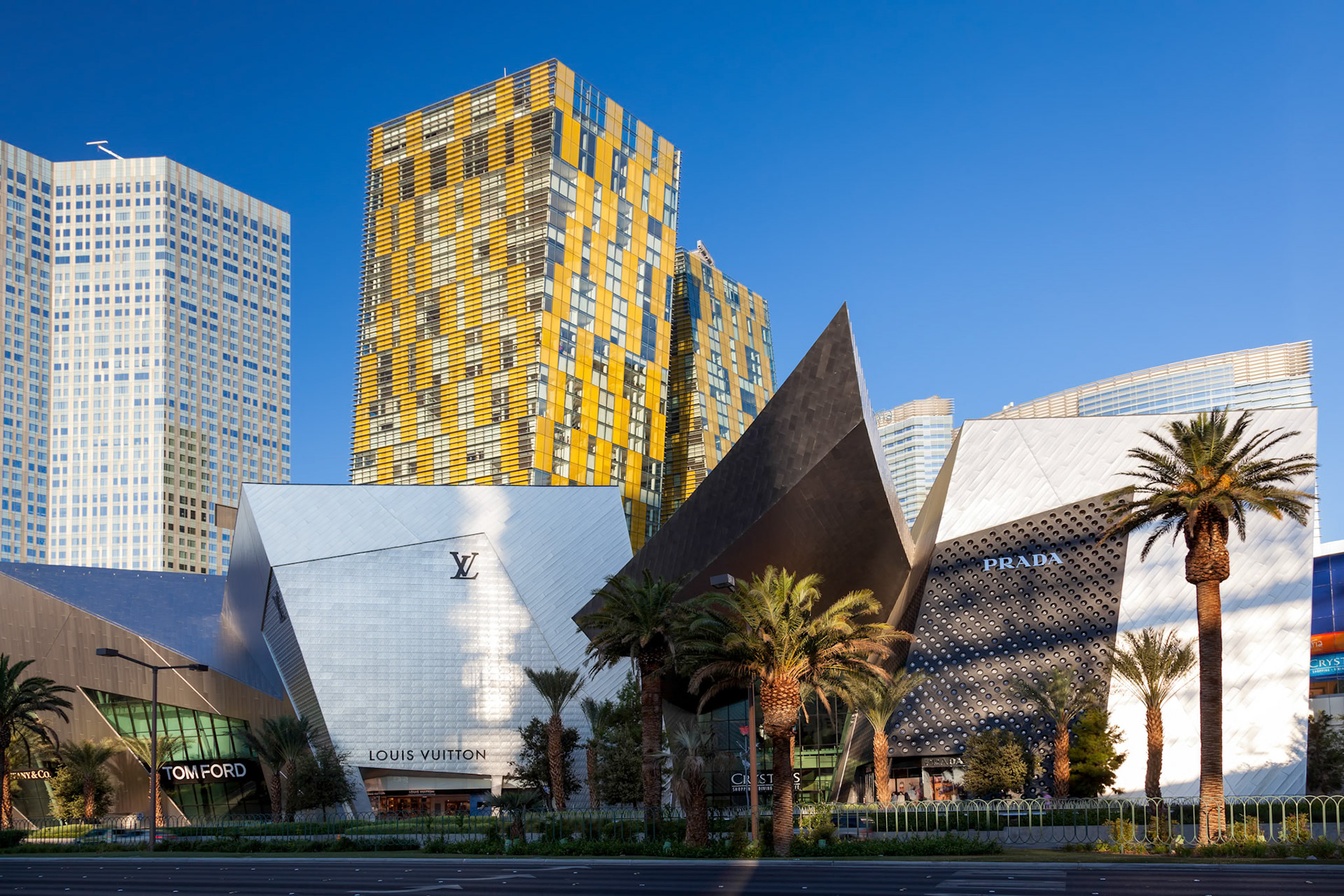 LAS VEGAS, NEVADA/USA - AUGUST 1 : View at sunrise of PRADA and other famous shops in Las Vegas Nevada on August 1, 2011