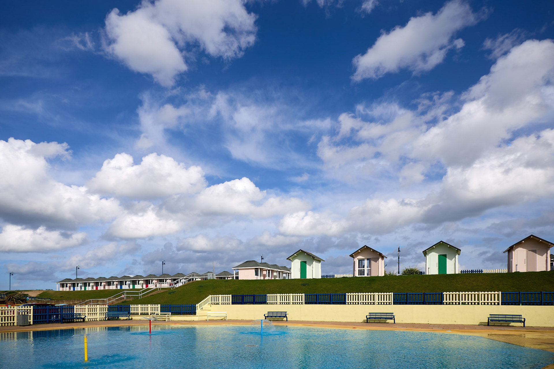 Mablethorpe, Lincolnshire, UK,  September 21. View of the paddling pool in Mablethorpe, Lincolnshire on September 21, 2023