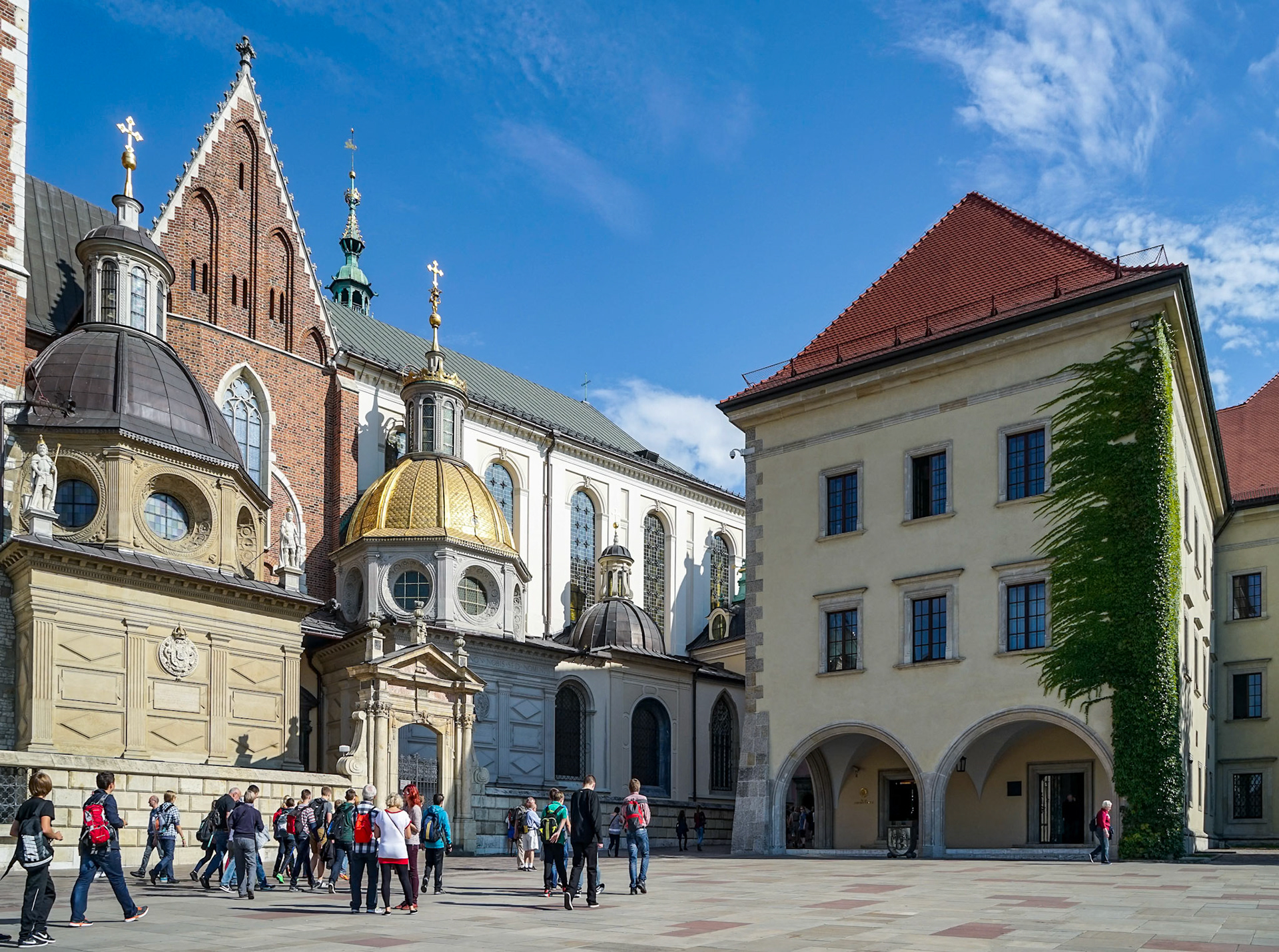 Tourists Congregating outside Wawel Cathedral in Krakow