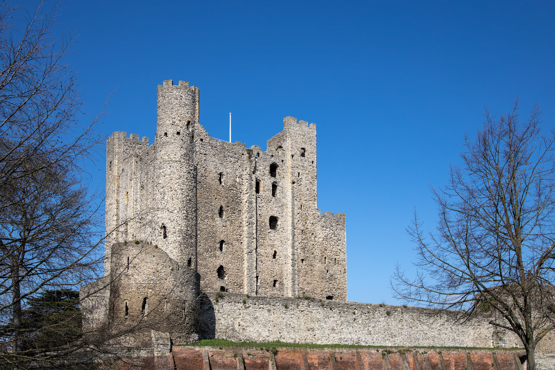 ROCHESTER, KENT/UK - MARCH 24 : View of the Castle in Rochester on March 24, 2019