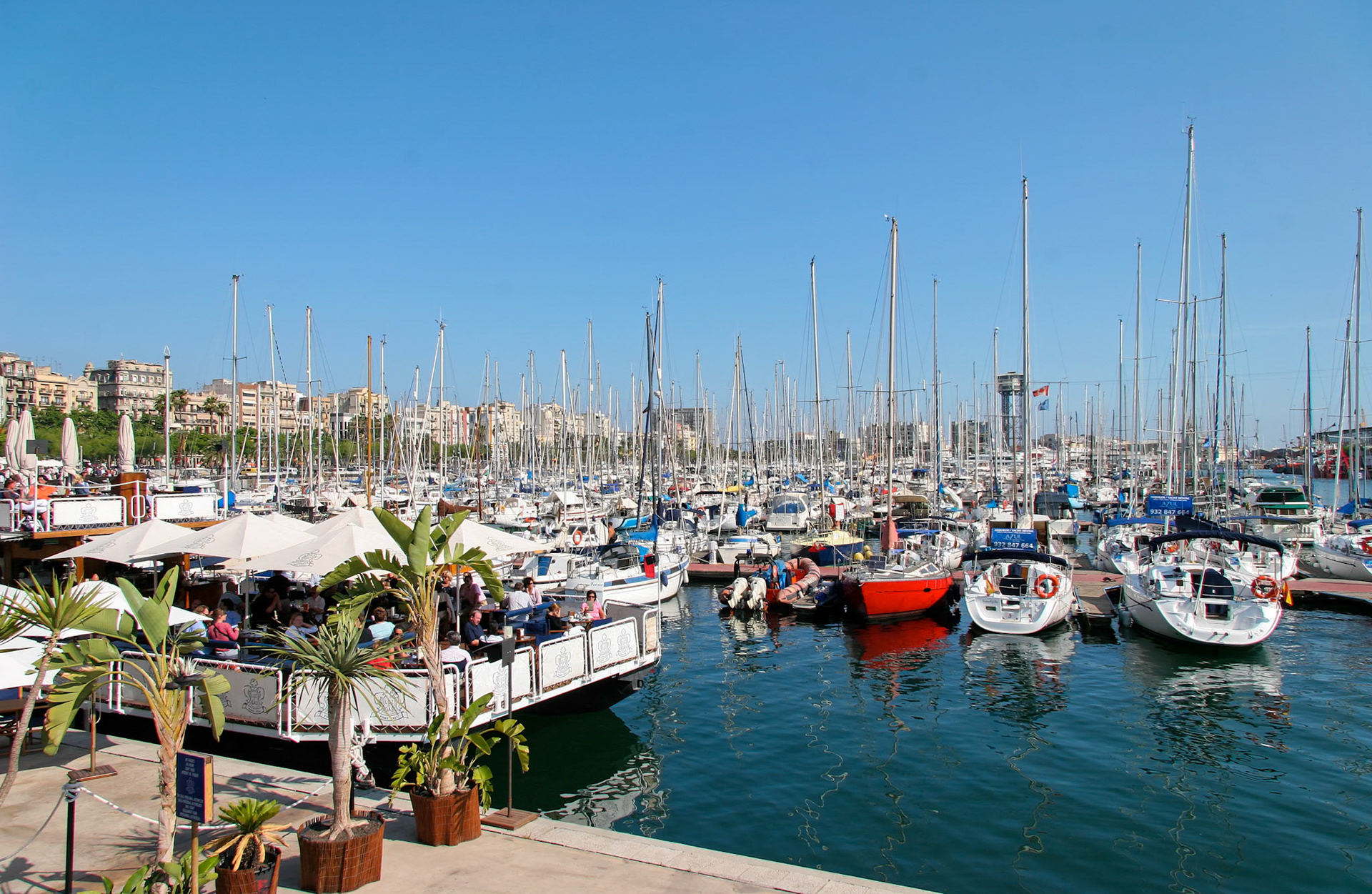 Assortment of Boats and Yachts Moored at the Marina in Barcelona