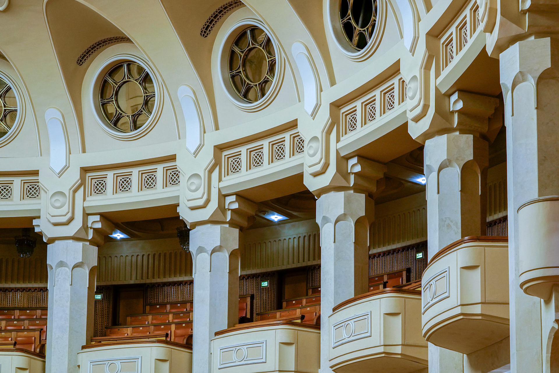 BUCHAREST/ROMANIA - SEPTEMBER 21 : Interior view of the Palace of the People building in Bucharest Romania on September 21, 2018