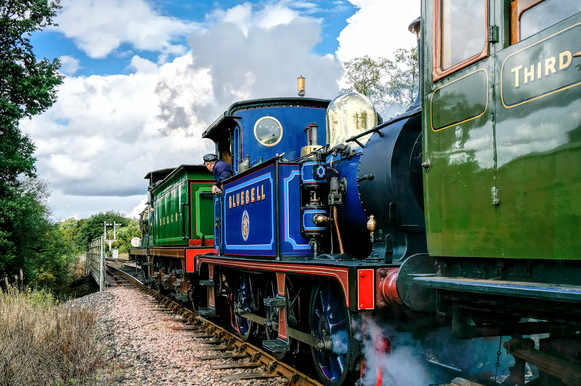 C Class and Bluebell Steam Engines Leaving Sheffield Park Station