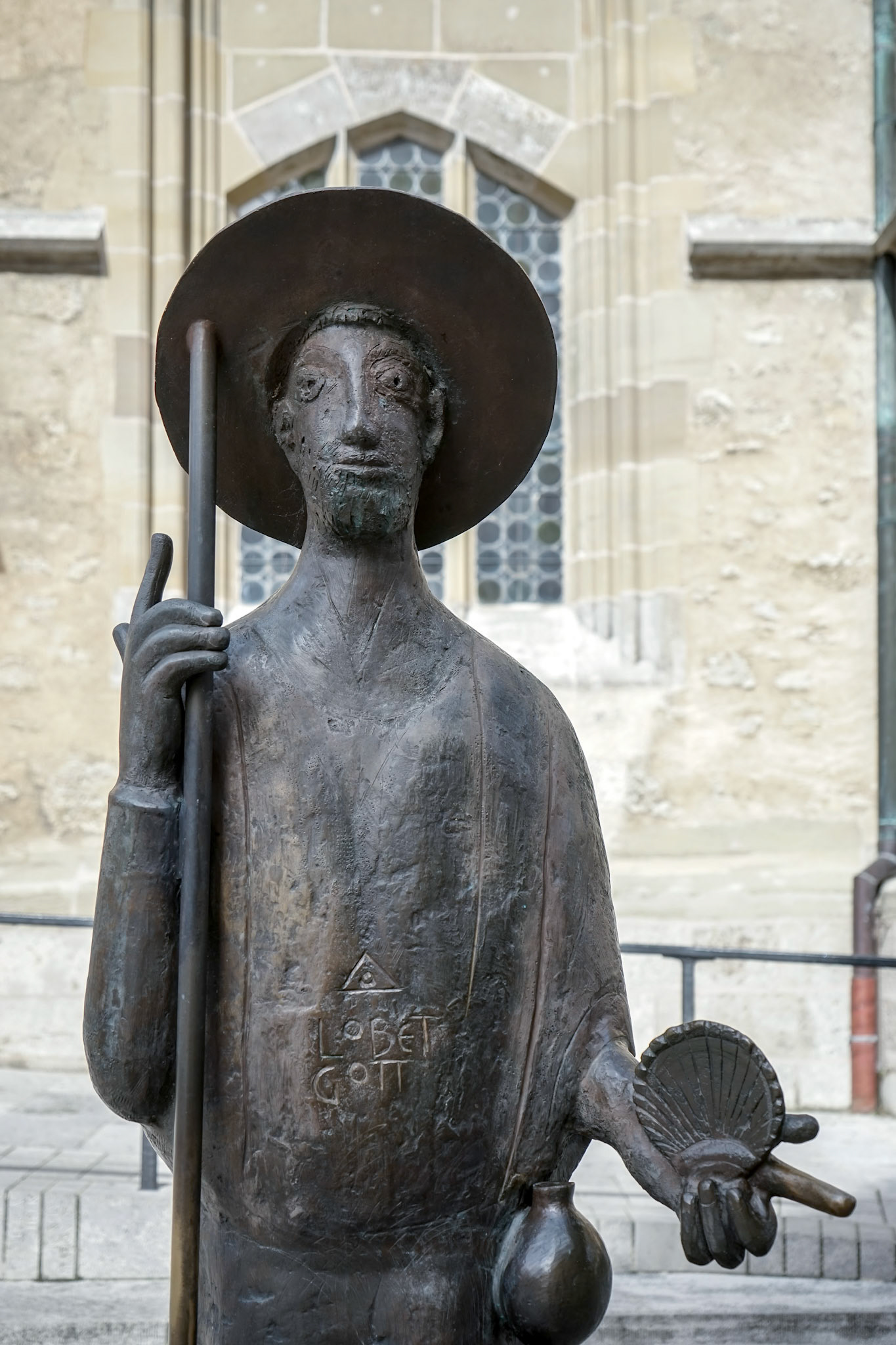 Statue of a Man outside St James Church in Rothenburg