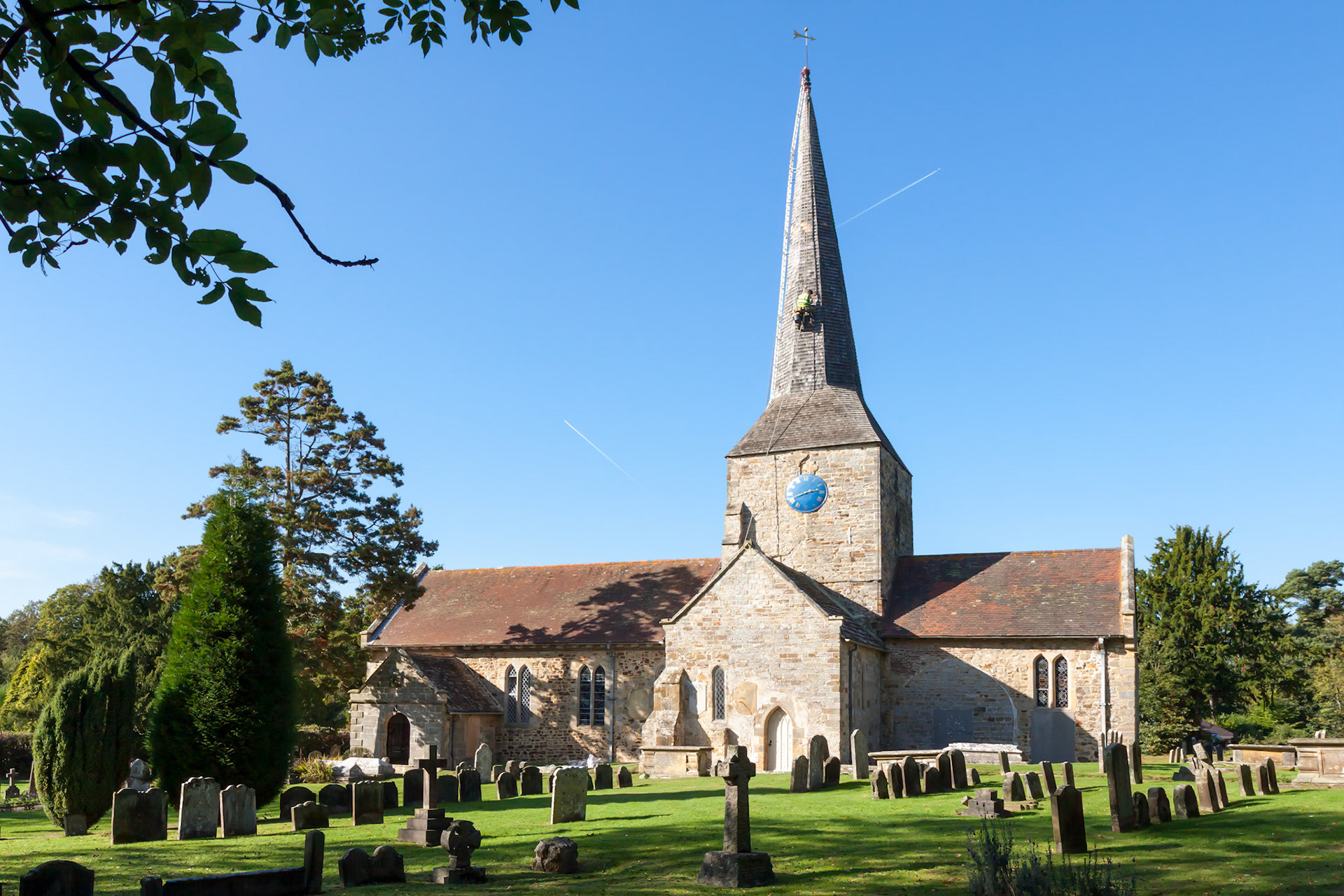 View of Horsted Keynes Church on a Sunny Autumn Day