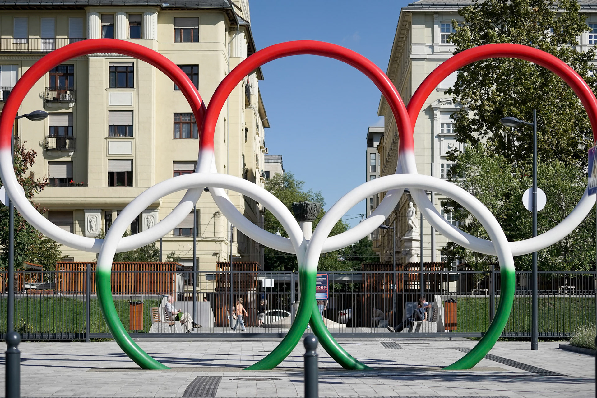 Olympic Rings in Hungarian Colours in Budapest
