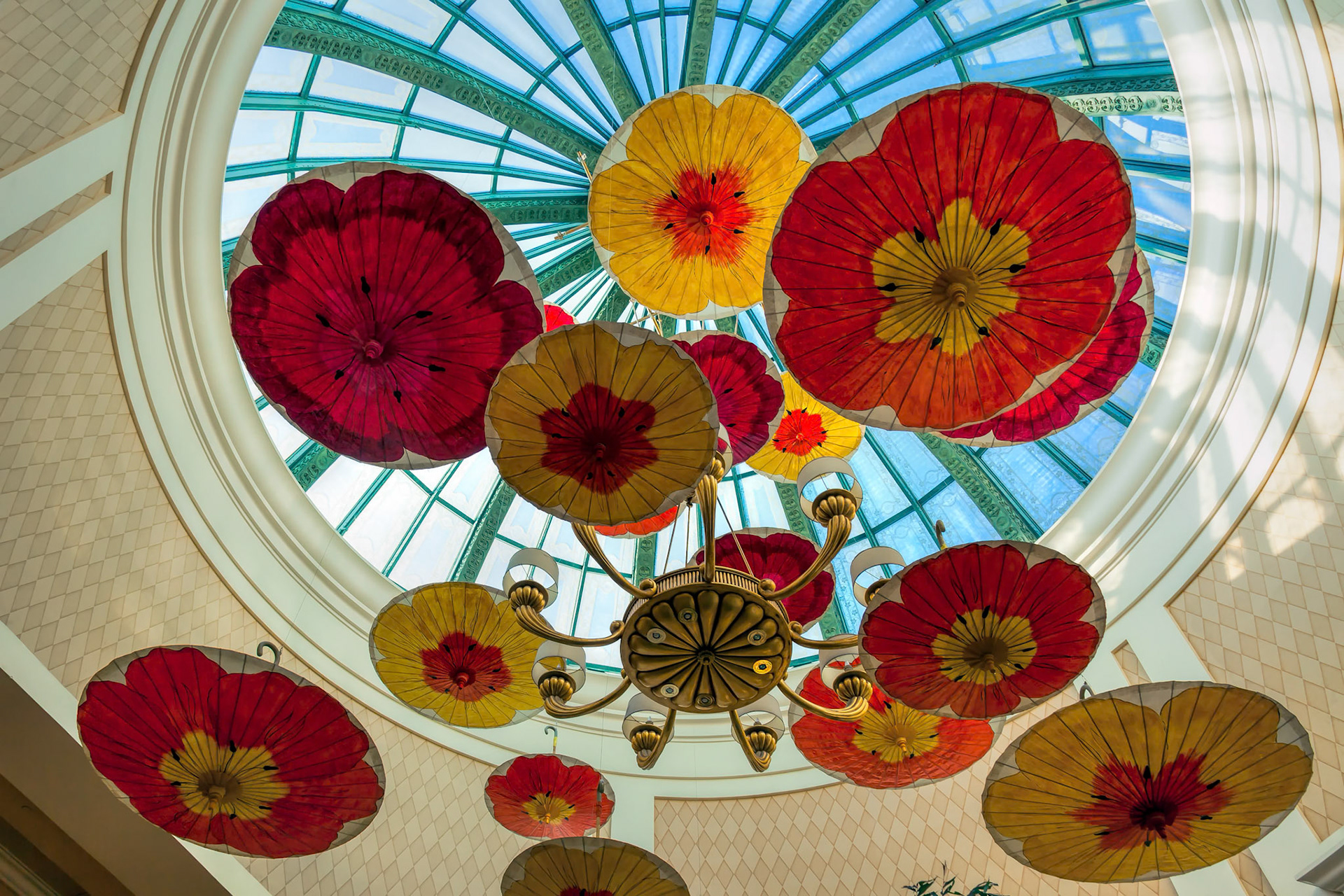 Parasols Suspended From the Ceiling of the Bellagio Hotel