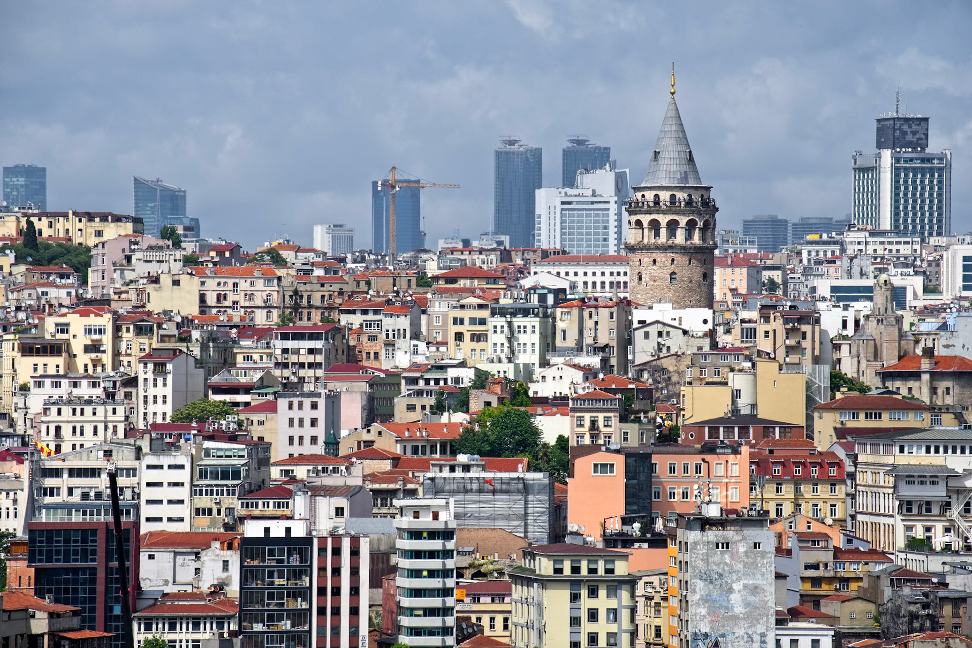 ISTANBUL, TURKEY - MAY 28 : View across the rooftops of the Suleymaniye Mosque in Istanbul Turkey on May 28, 2018