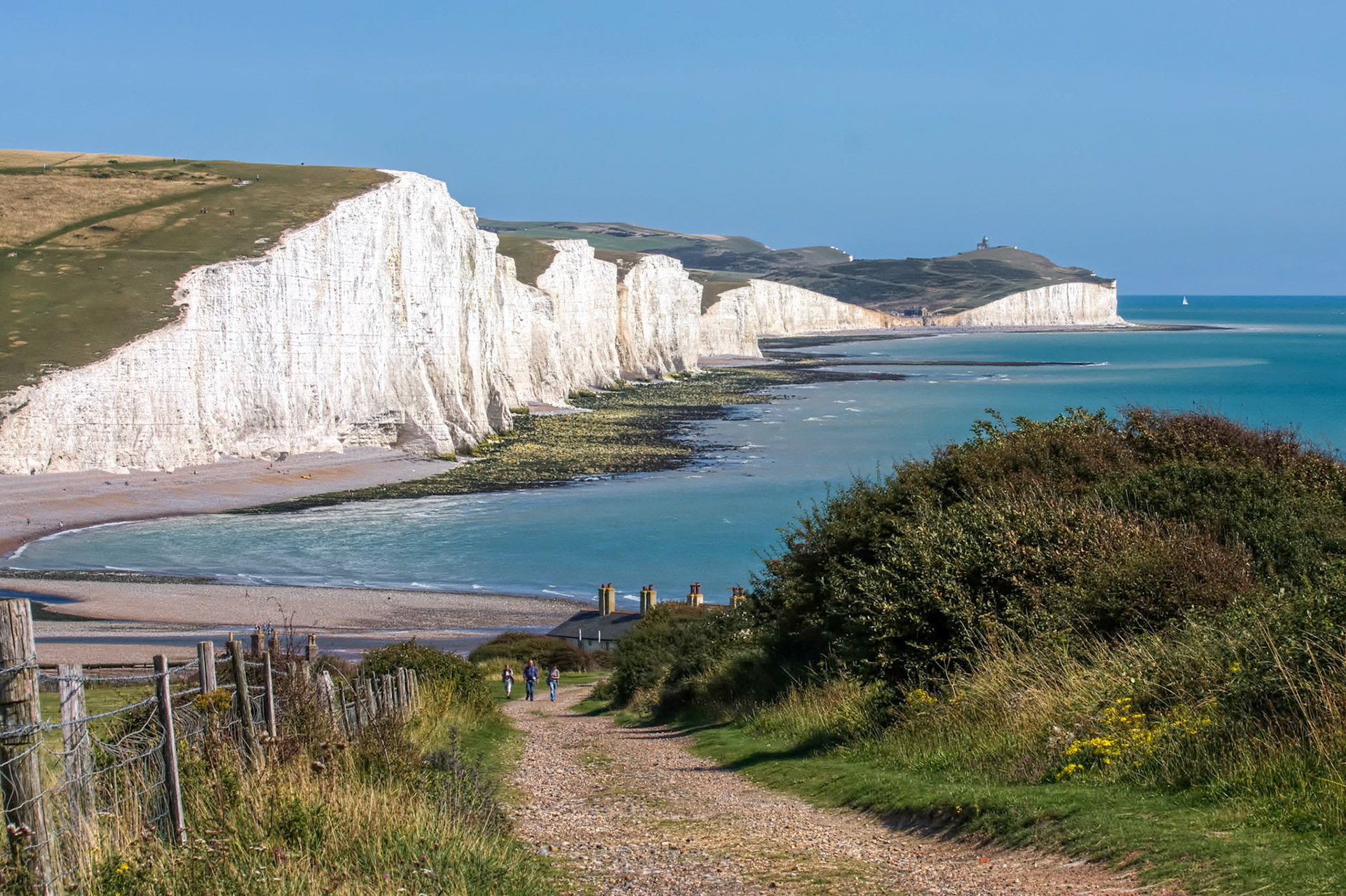 Seven Sisters and Three People at the South Coast of England