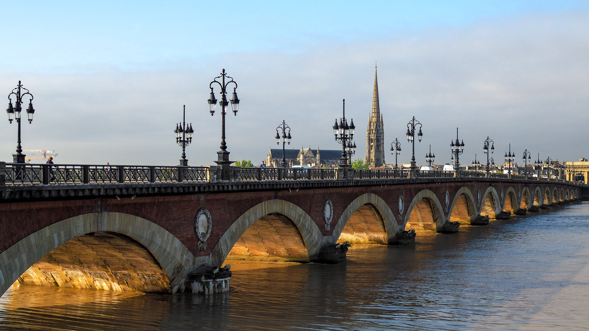 The Pont de Pierre Spanning the River Garonne in Bordeaux
