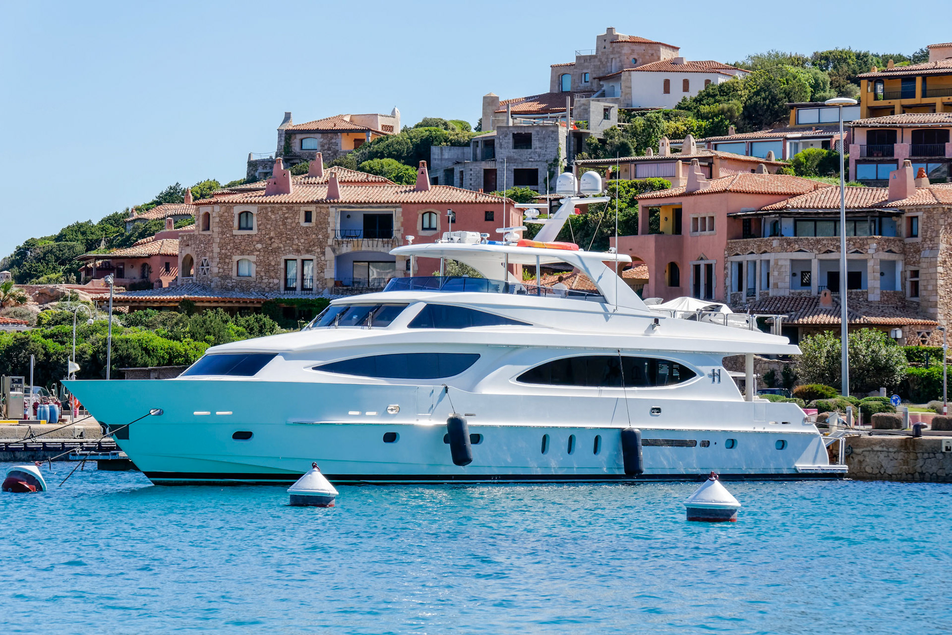 Impressive Motorcruiser Moored in Porto Cervo Harbour