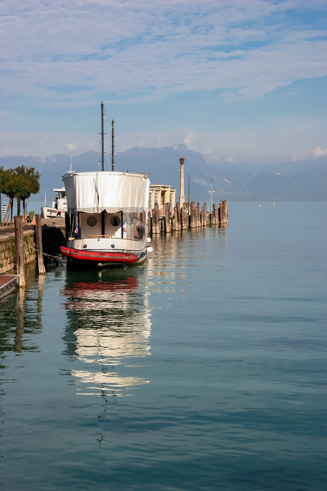 LAKE GARDA, ITALY/EUROPE - OCTOBER 25 : Pleasure boat moored at Lake Garda on October 25, 2006