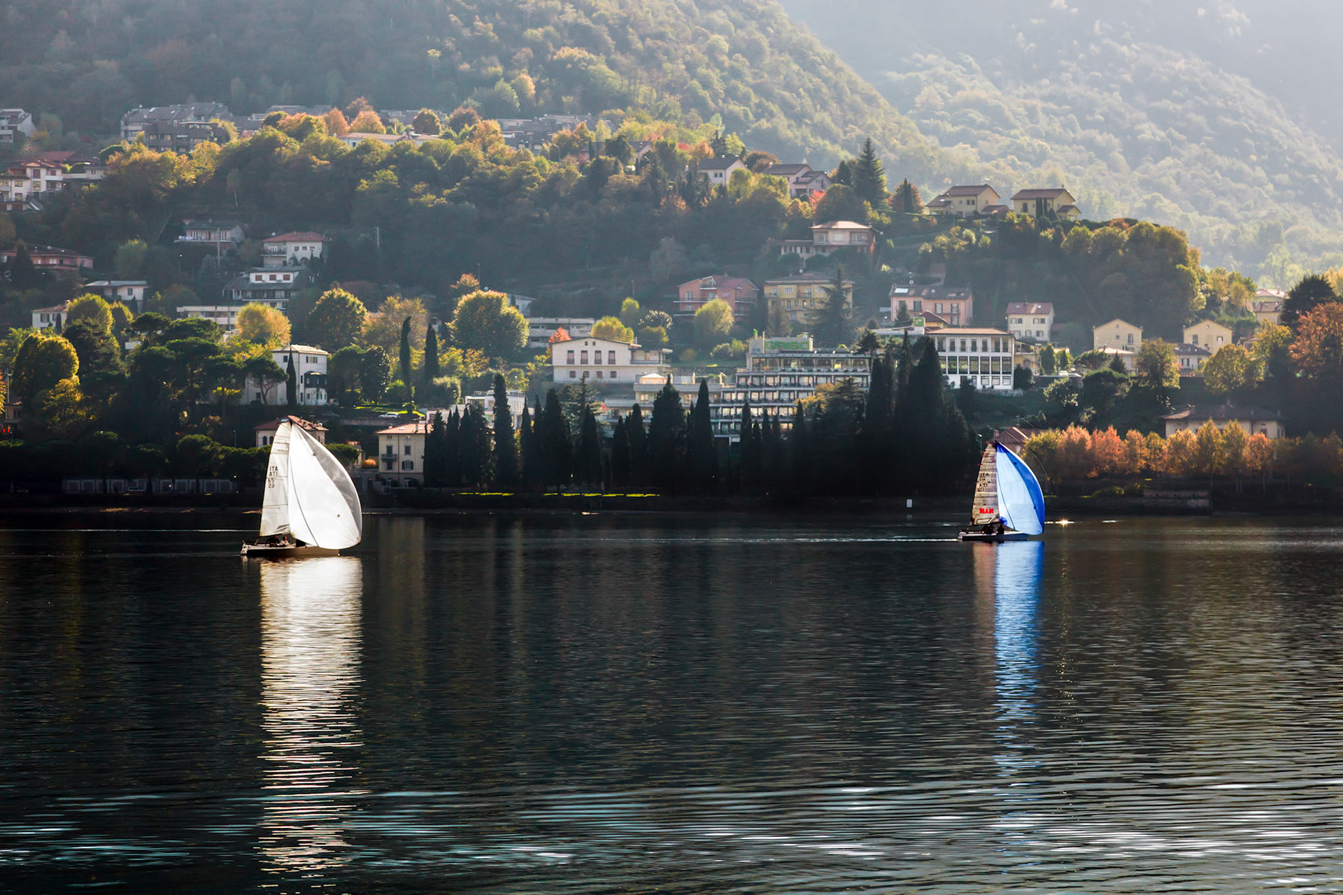 Sailing on Lake Como at Lecco Italy