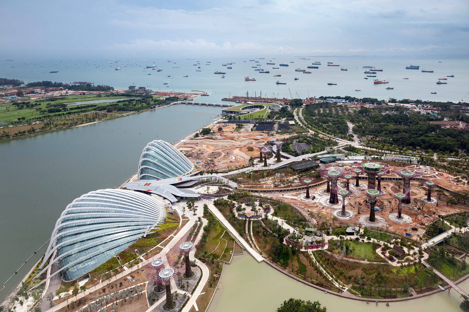 View of the new Botanical Gardens under construction in Singapore