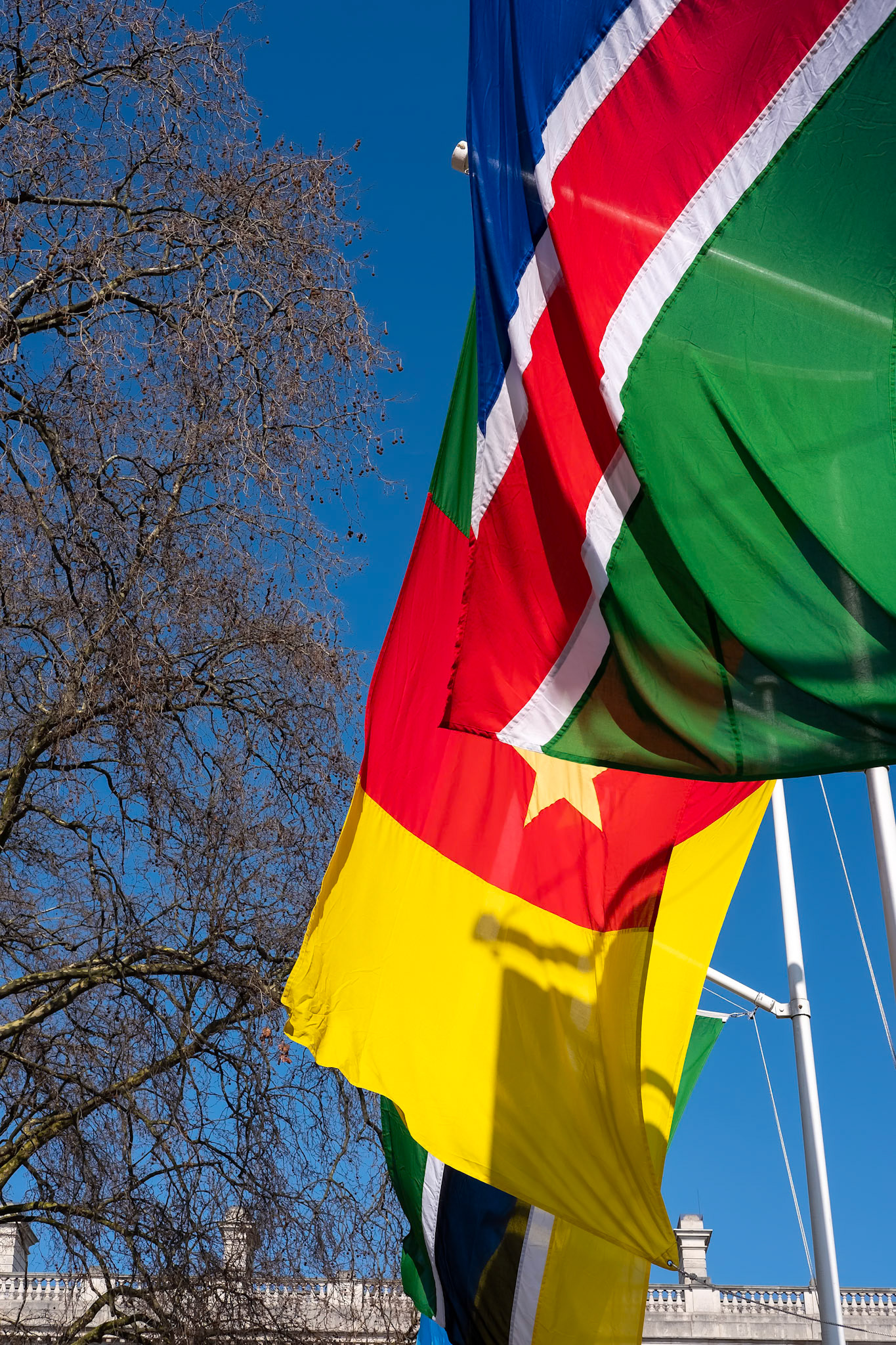 LONDON/UK - MARCH 13 : Flags Flying in Parliament Square London on March 13, 2016