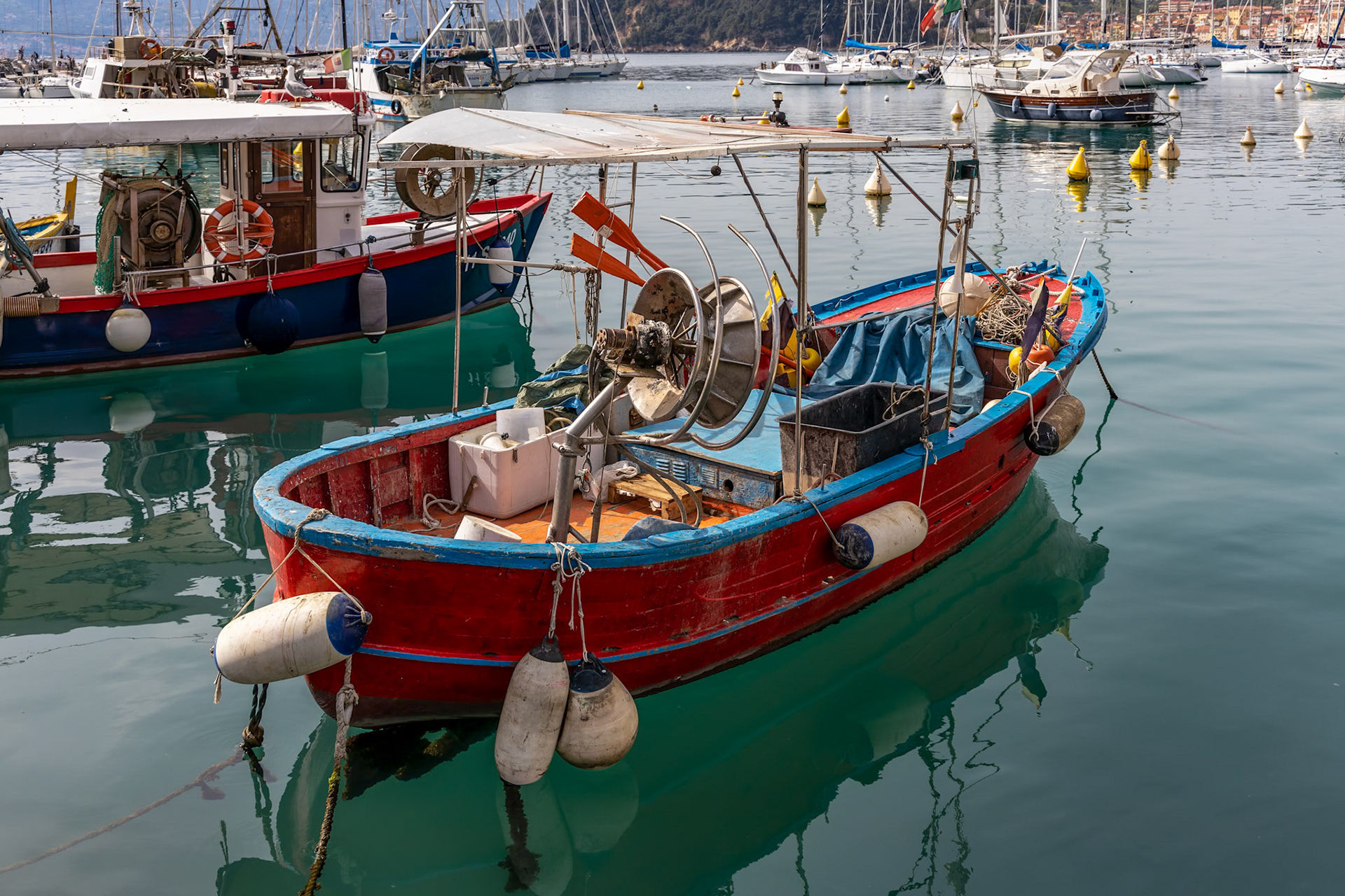 LERICI, LIGURIA/ITALY  - APRIL 21 : Boats in the harbour in Lerici in Liguria Italy on April 21, 2019