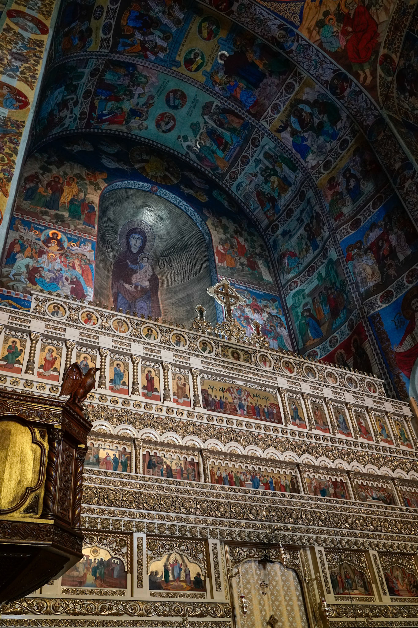 TARGU MURES, TRANSYLVANIA/ROMANIA - SEPTEMBER 17 : Decorative interior view of Ascension Cathedral in Targu Mures Transylvania Romania on September 17, 2018